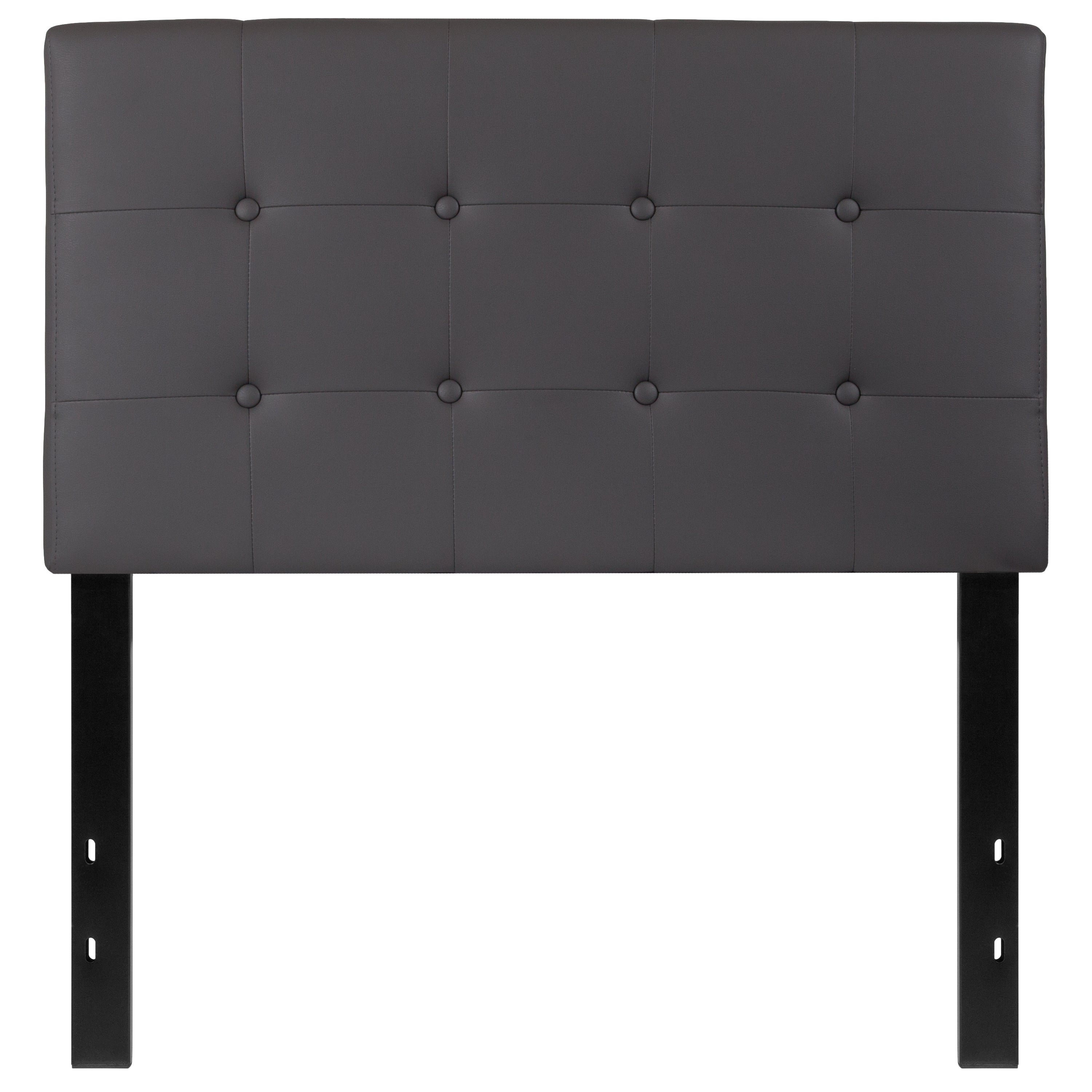 Lennox Tufted Upholstered Twin Size Headboard in Gray Vinyl