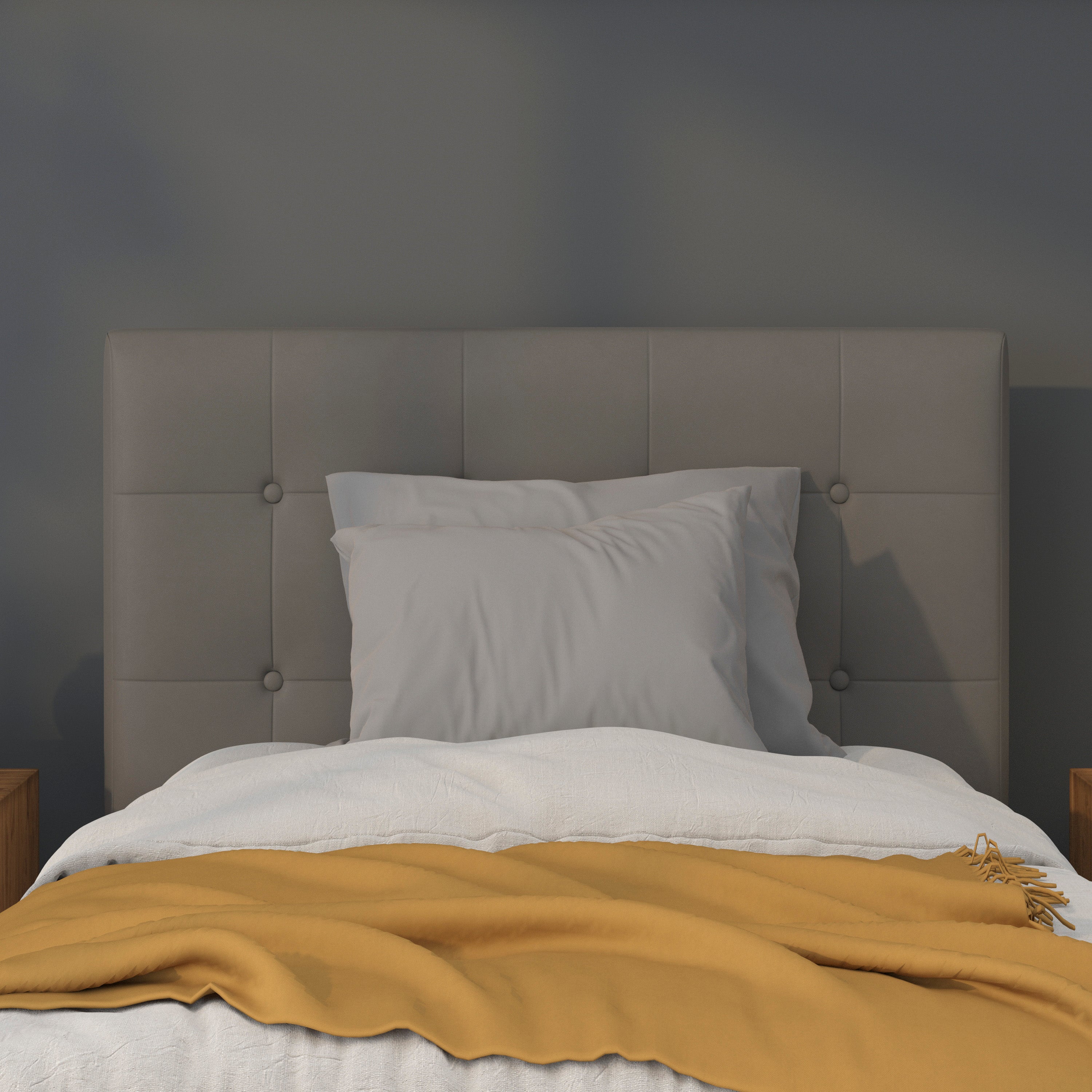 Lennox Tufted Upholstered Twin Size Headboard in Gray Vinyl