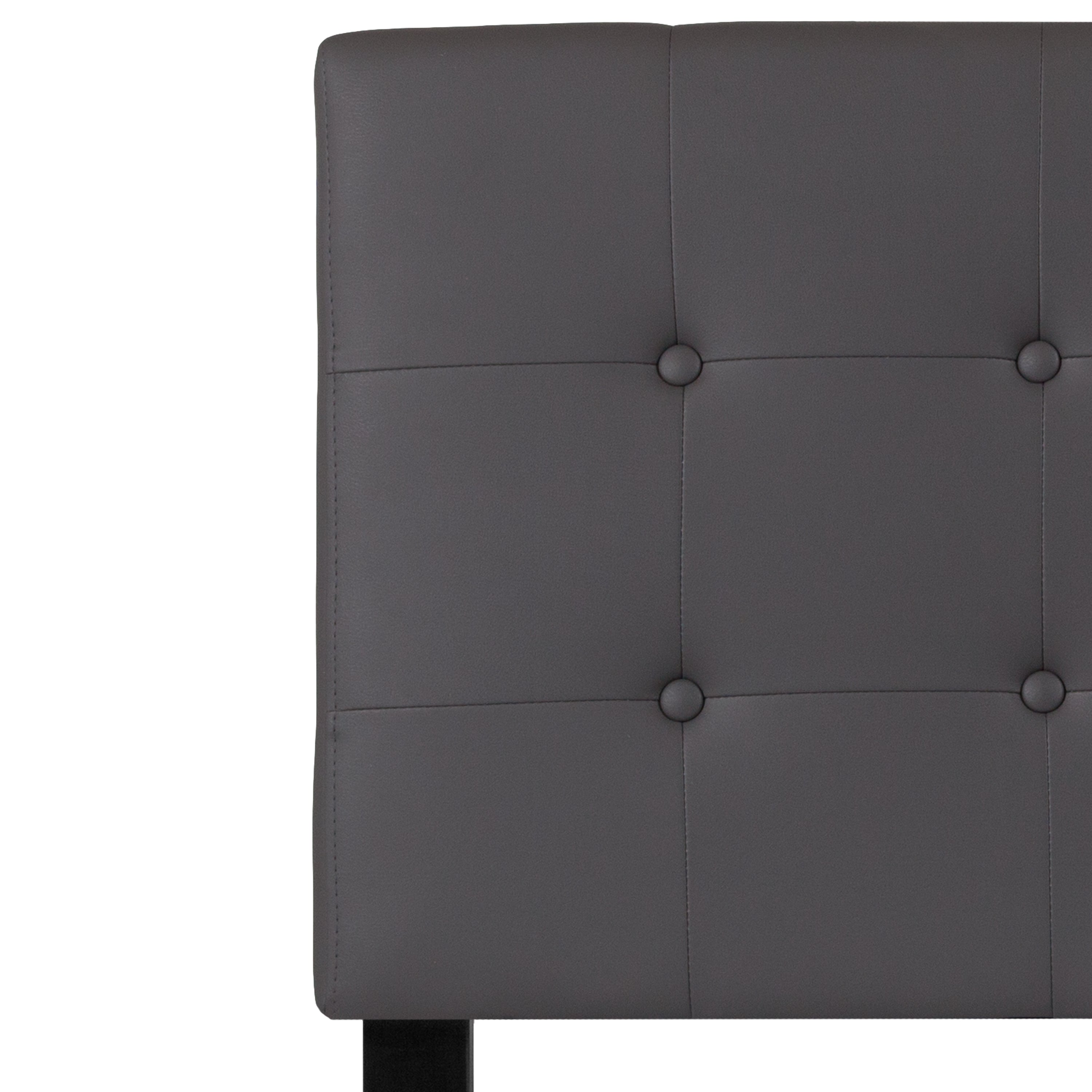 Lennox Tufted Upholstered Twin Size Headboard in Gray Vinyl