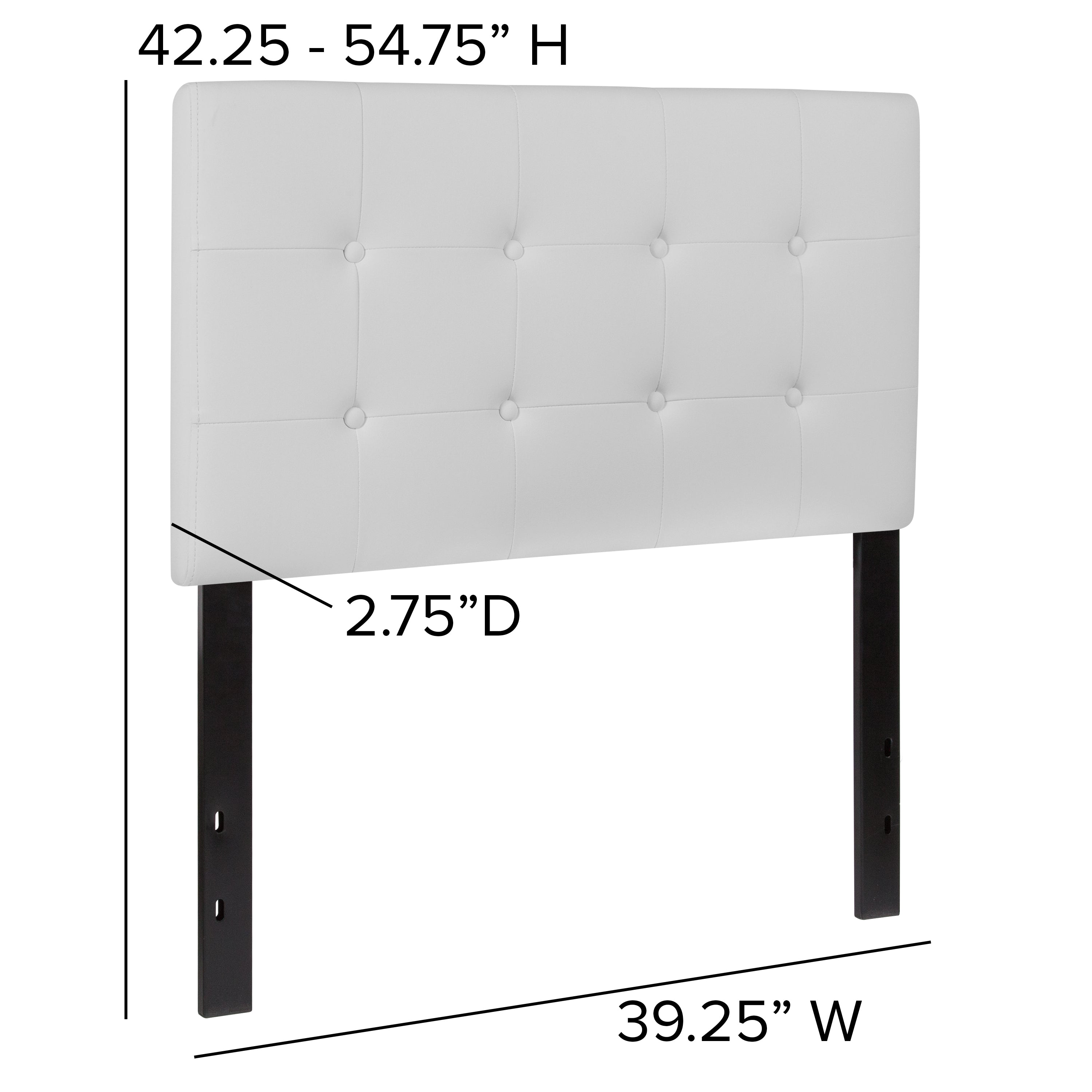 Lennox Tufted Upholstered Twin Size Headboard in White Vinyl