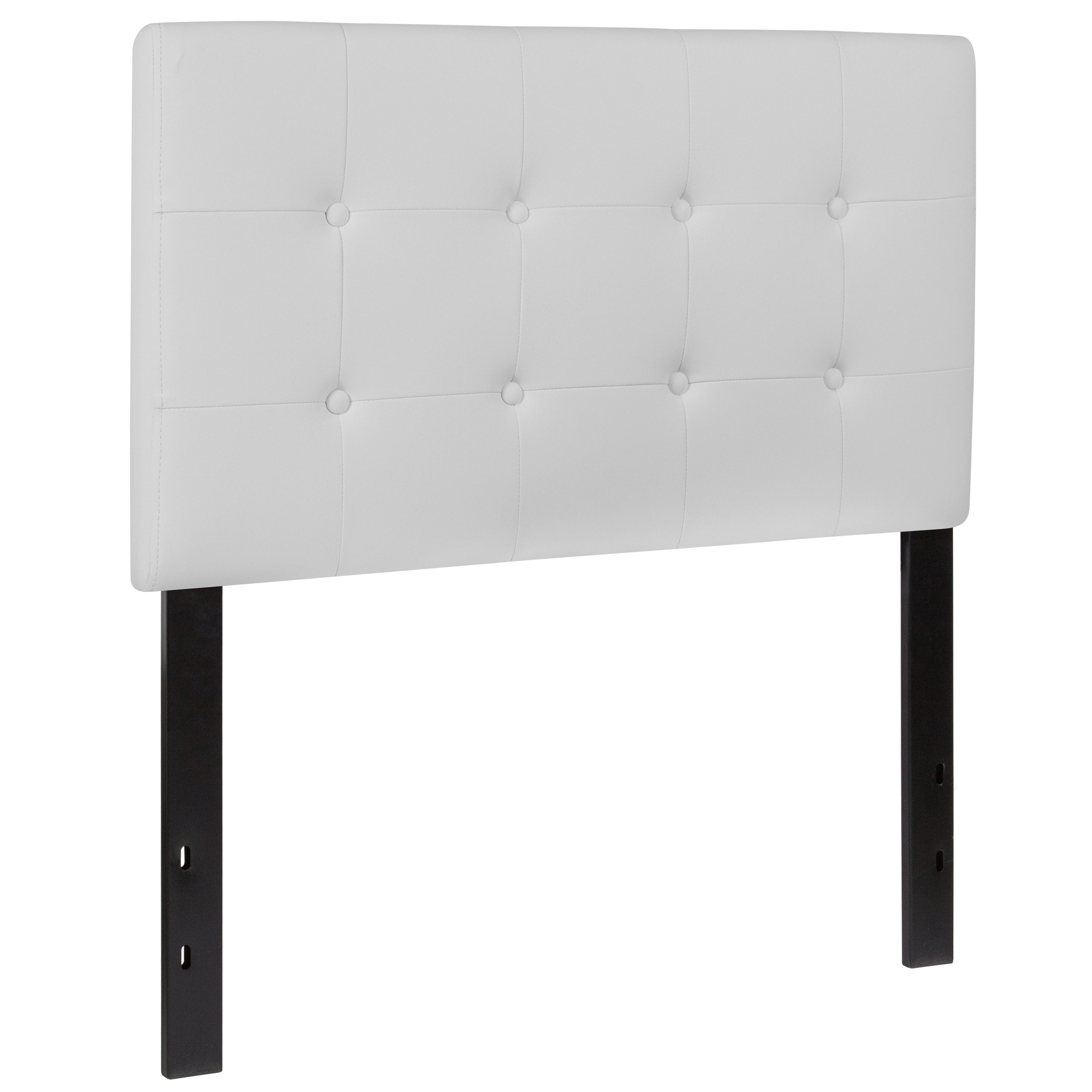 Lennox Tufted Upholstered Twin Size Headboard in White Vinyl