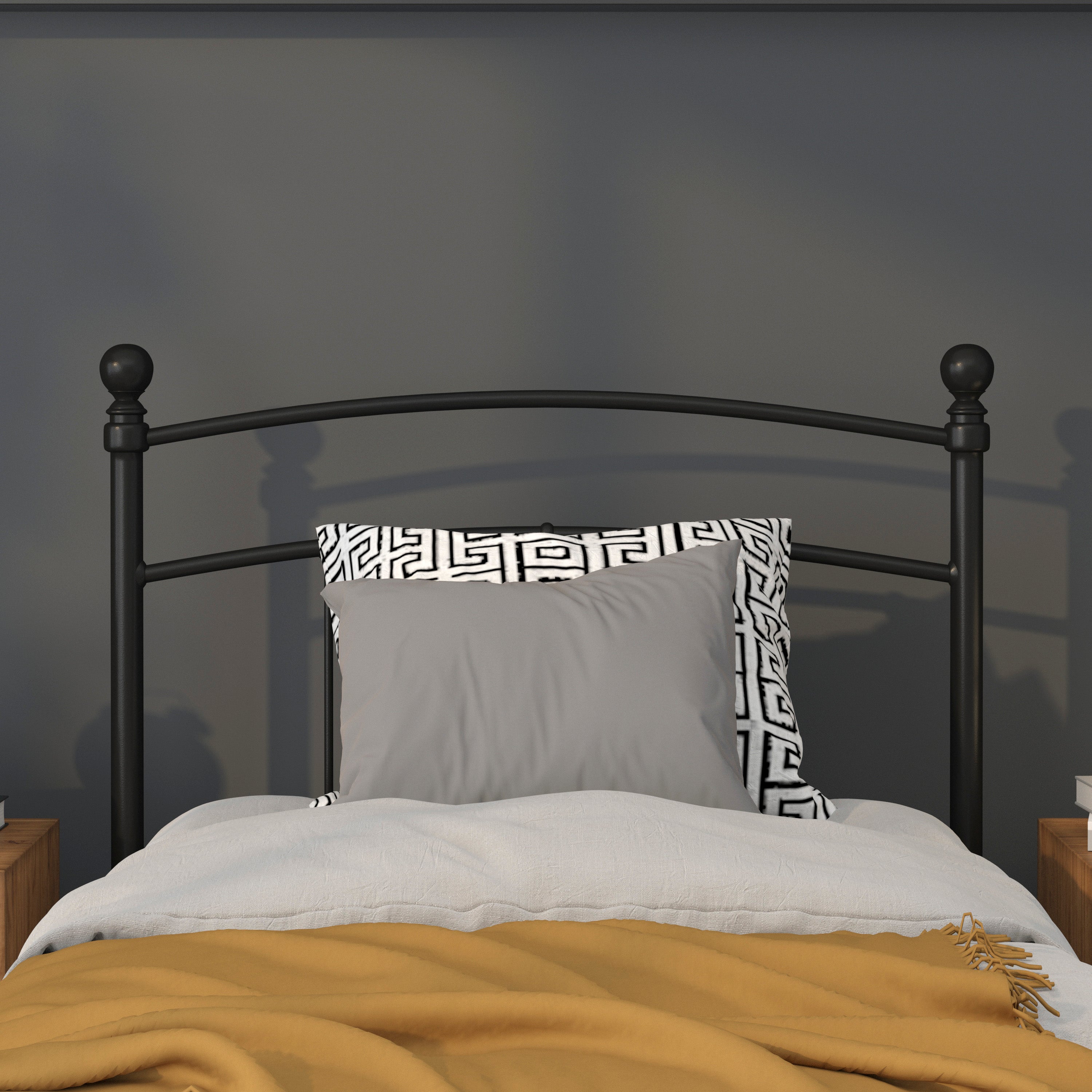 Woodstock Decorative Black Metal Twin Size Headboard