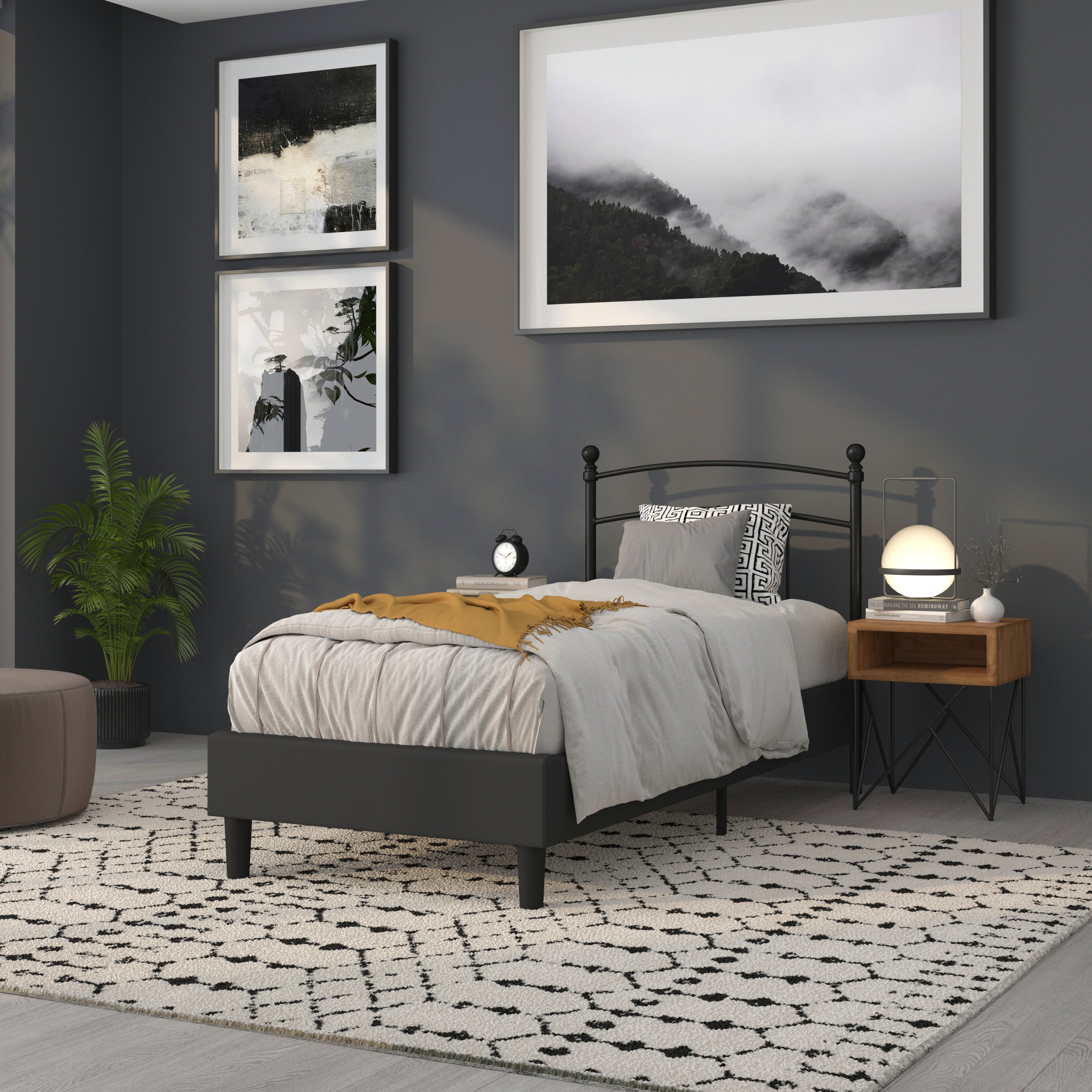 Woodstock Decorative Black Metal Twin Size Headboard