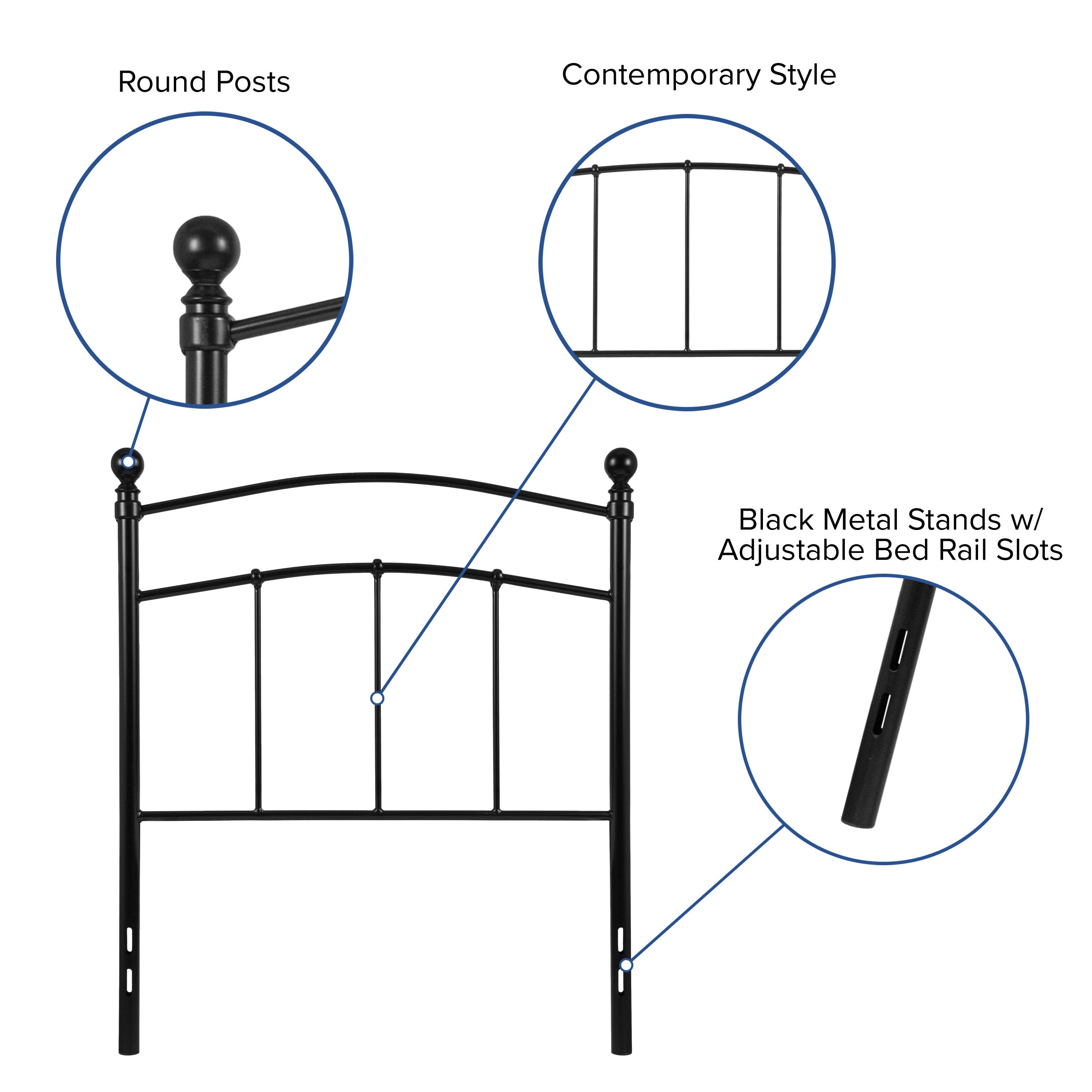 Woodstock Decorative Black Metal Twin Size Headboard