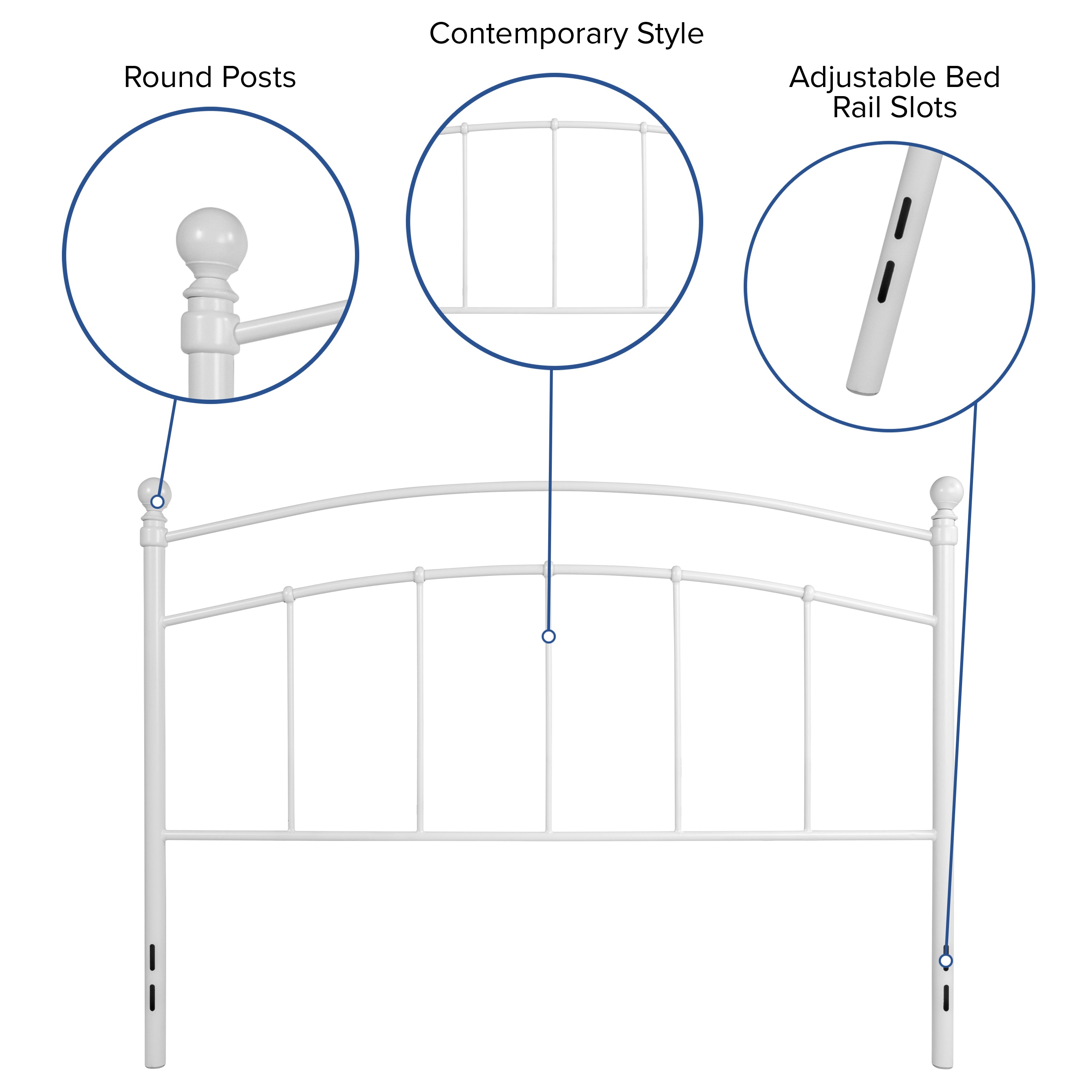 Woodstock Decorative White Metal Queen Size Headboard