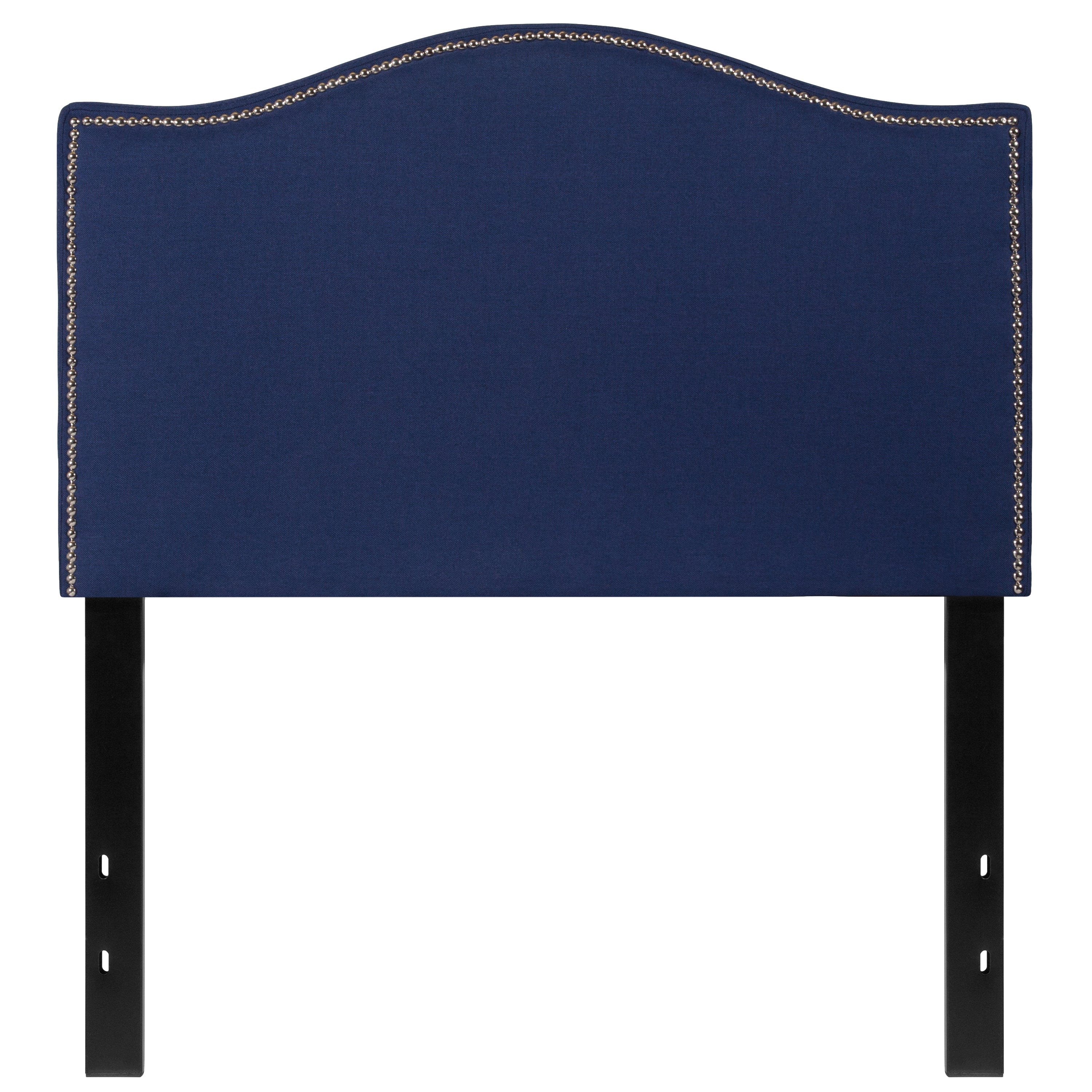 Lexington Upholstered Twin Size Headboard with Accent Nail Trim in Navy Fabric