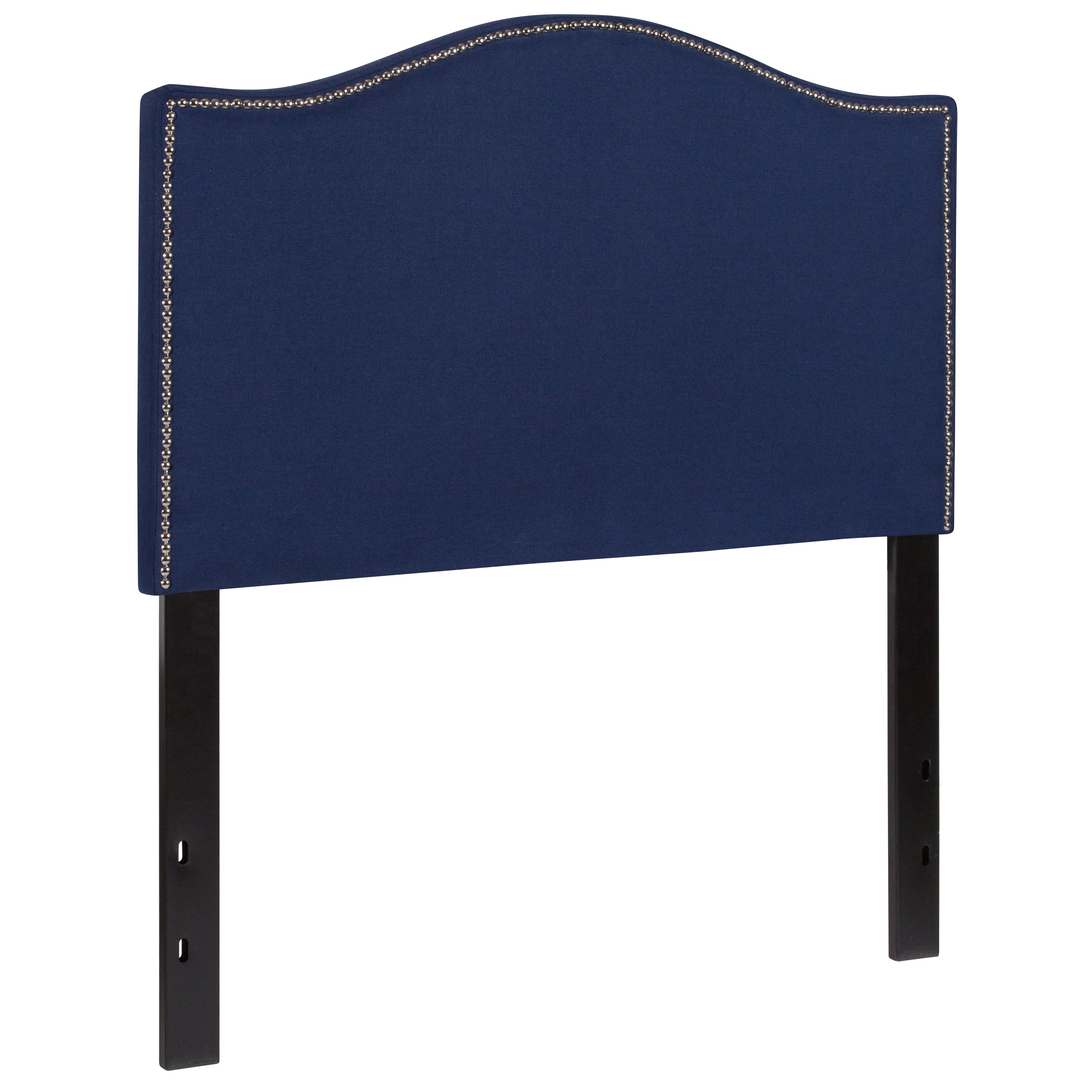 Lexington Upholstered Twin Size Headboard with Accent Nail Trim in Navy Fabric