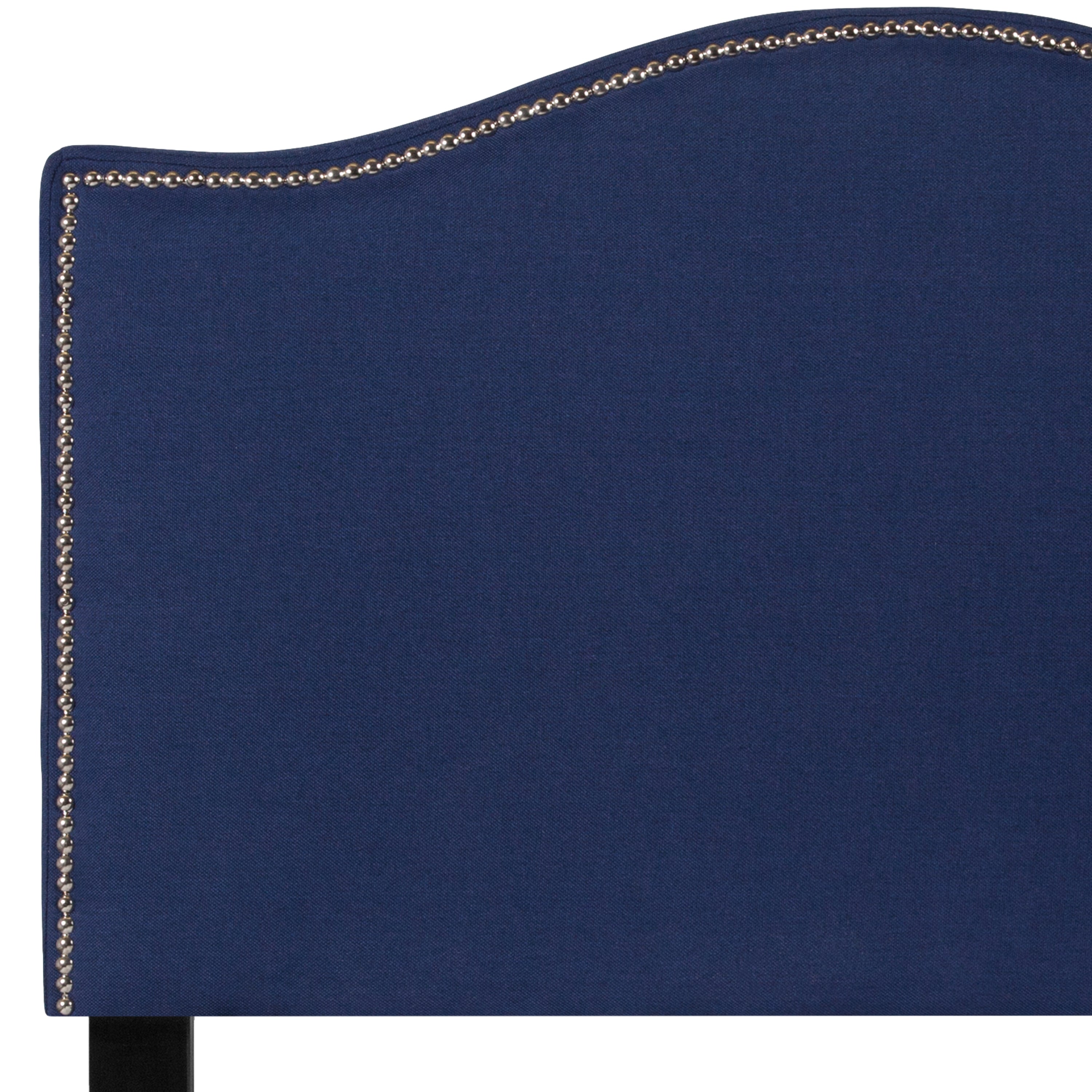 Lexington Upholstered Twin Size Headboard with Accent Nail Trim in Navy Fabric