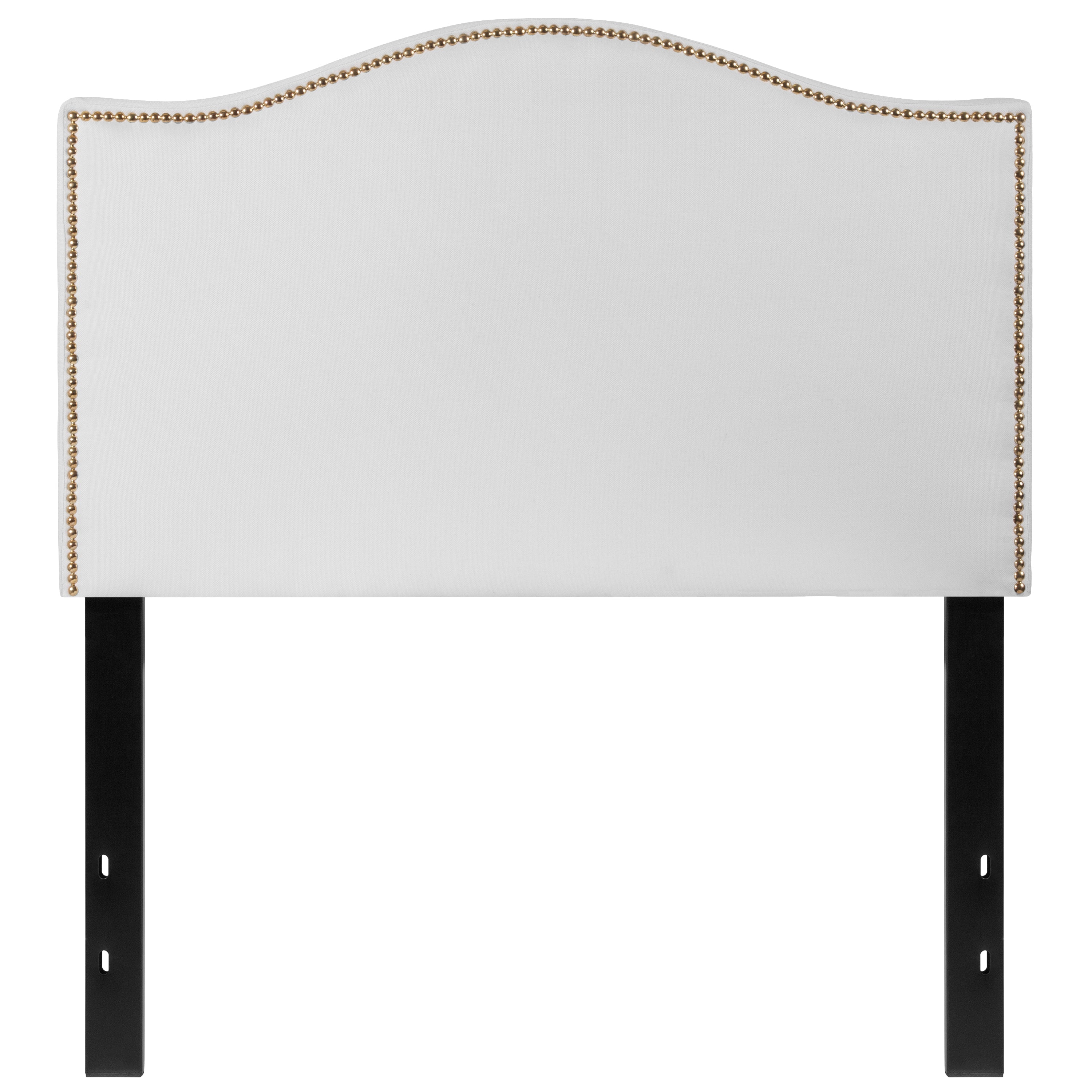 Lexington Upholstered Twin Size Headboard with Accent Nail Trim in White Fabric