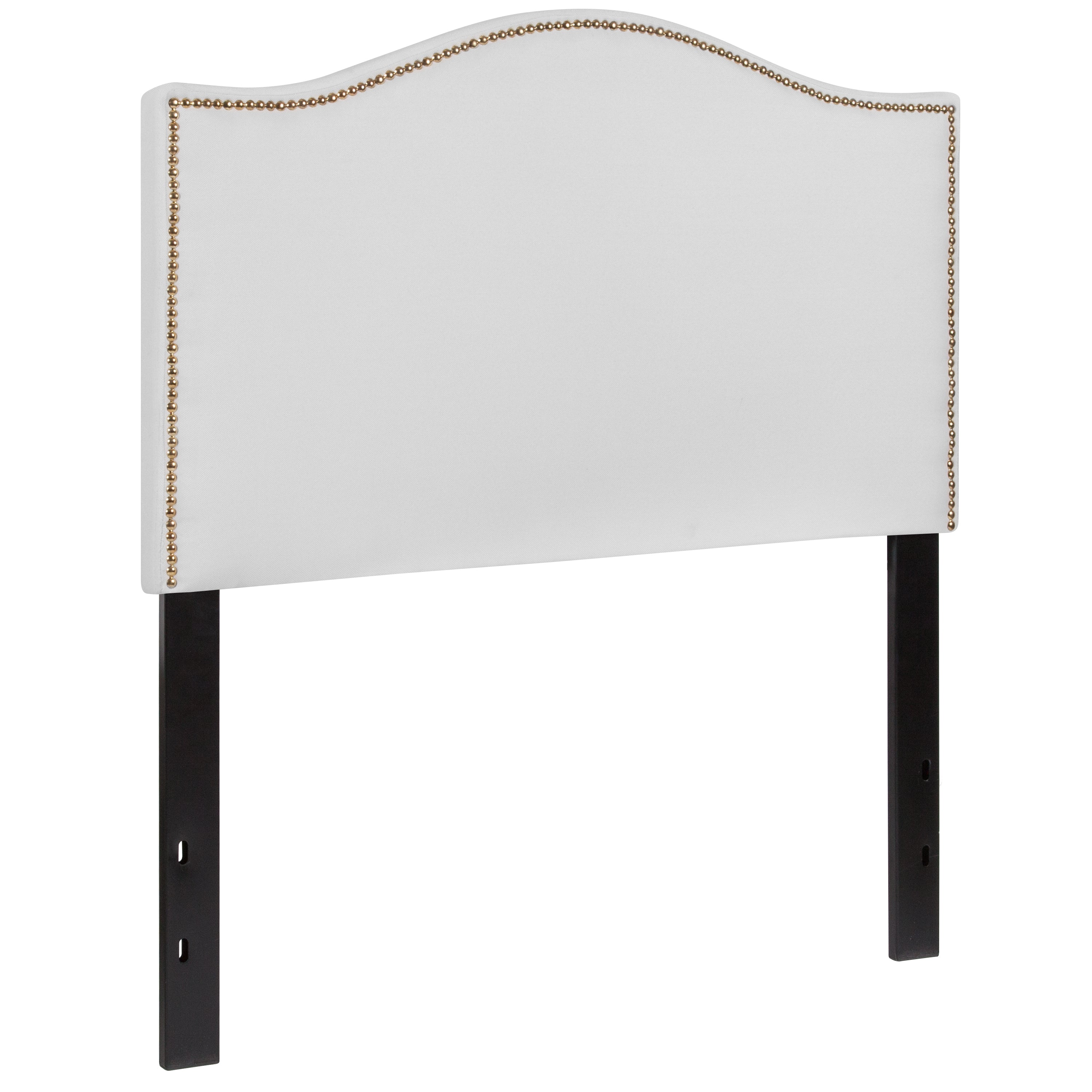 Lexington Upholstered Twin Size Headboard with Accent Nail Trim in White Fabric