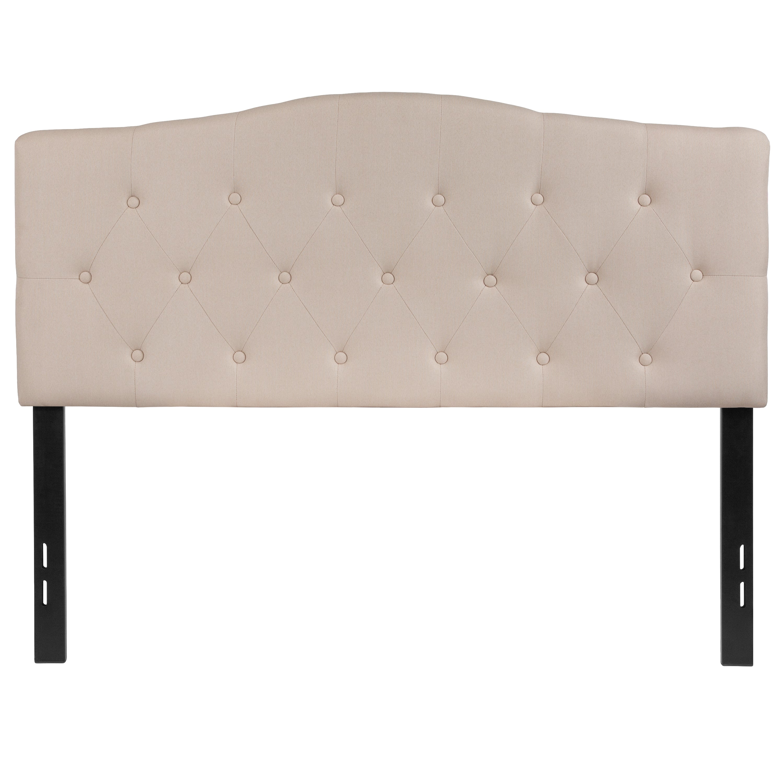 Cambridge Tufted Upholstered Full Size Headboard in Beige Fabric