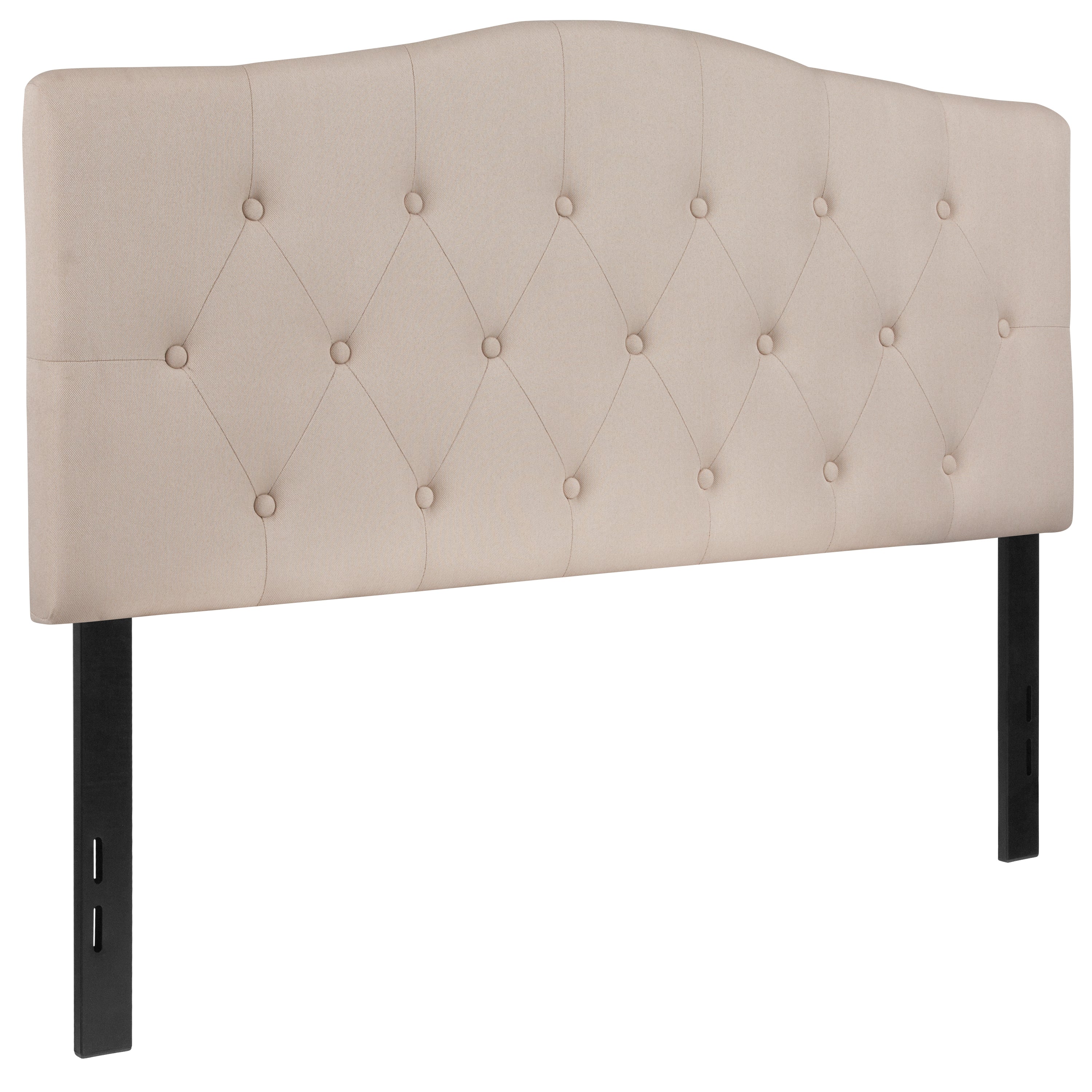 Cambridge Tufted Upholstered Full Size Headboard in Beige Fabric