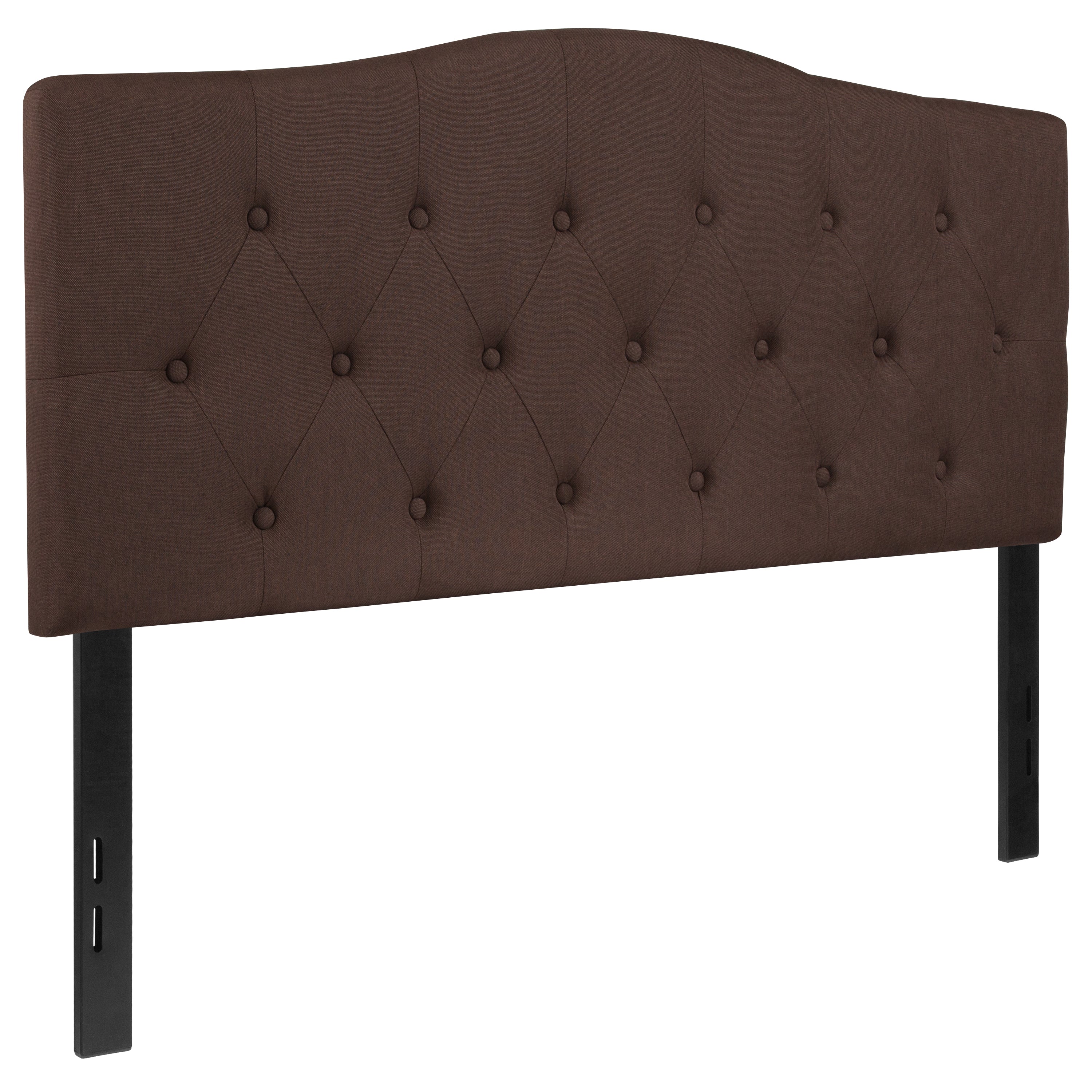 Cambridge Tufted Upholstered Full Size Headboard in Dark Brown Fabric