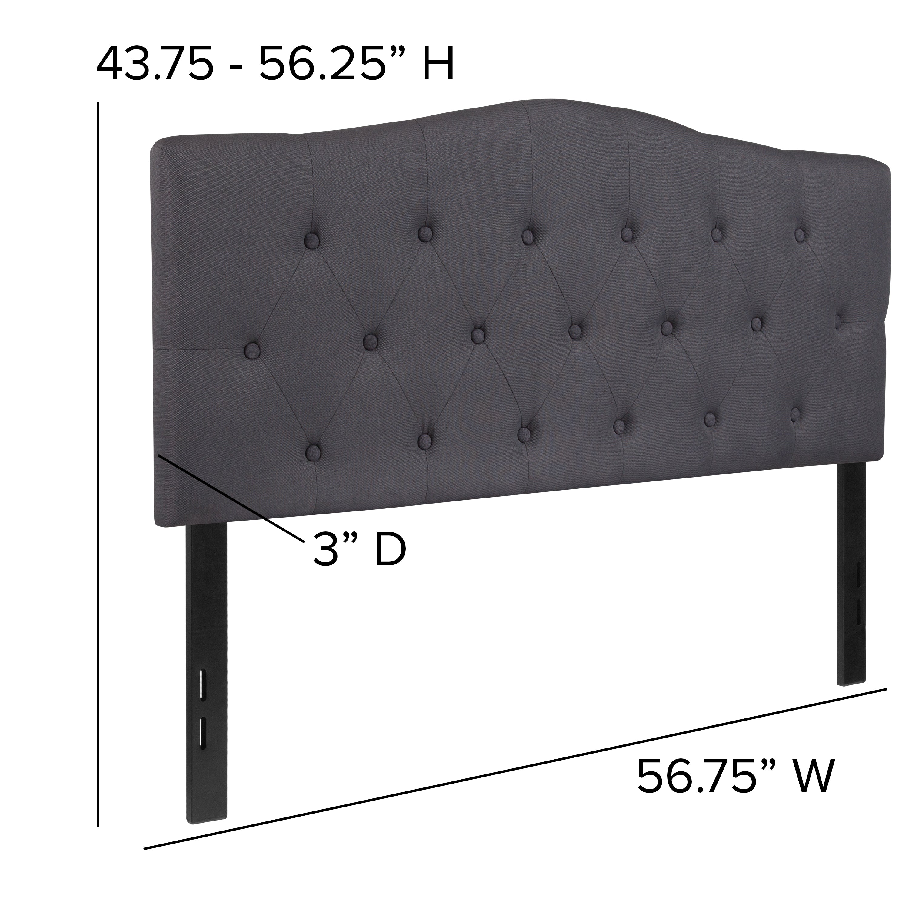 Cambridge Tufted Upholstered Full Size Headboard in Dark Gray Fabric