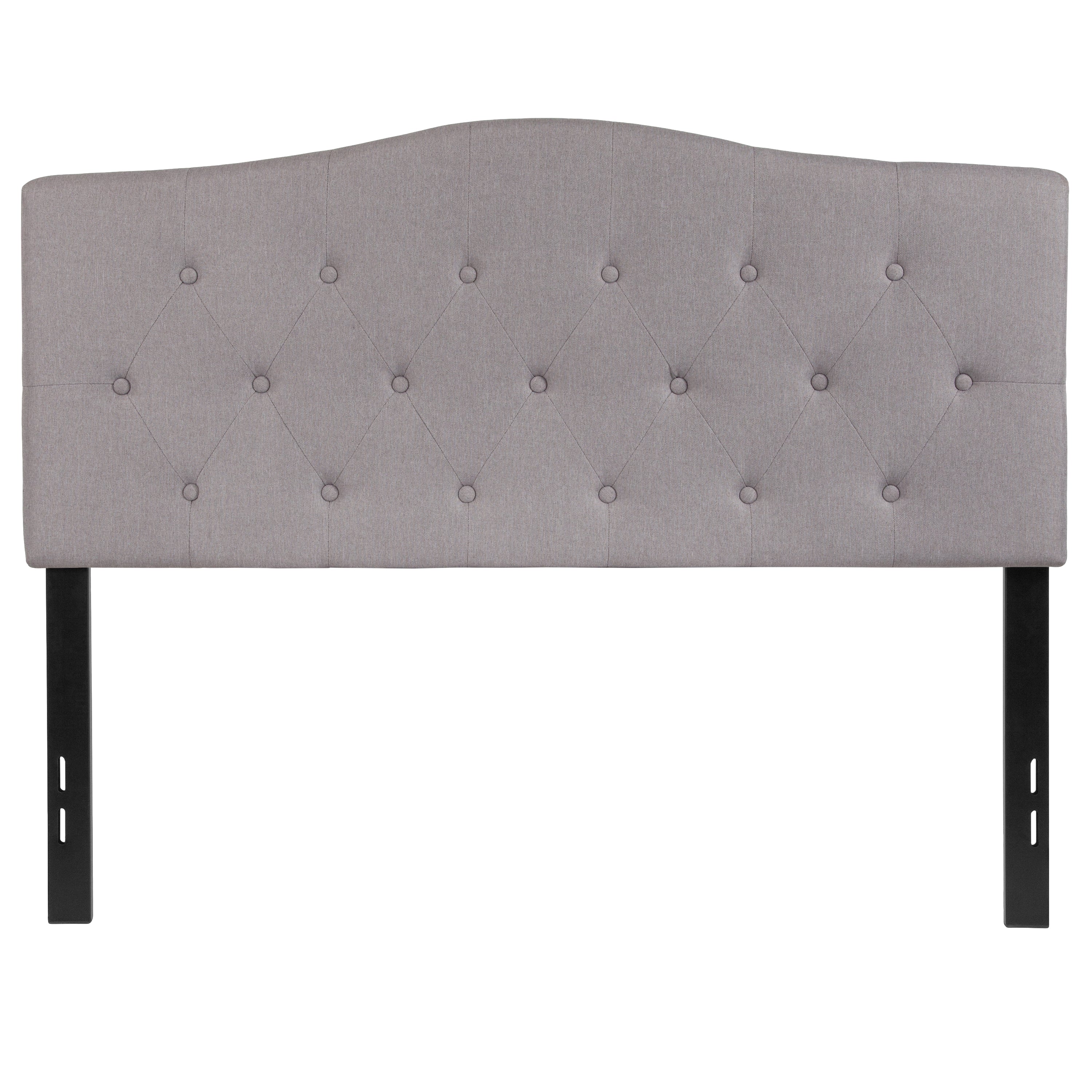 Cambridge Tufted Upholstered Full Size Headboard in Light Gray Fabric