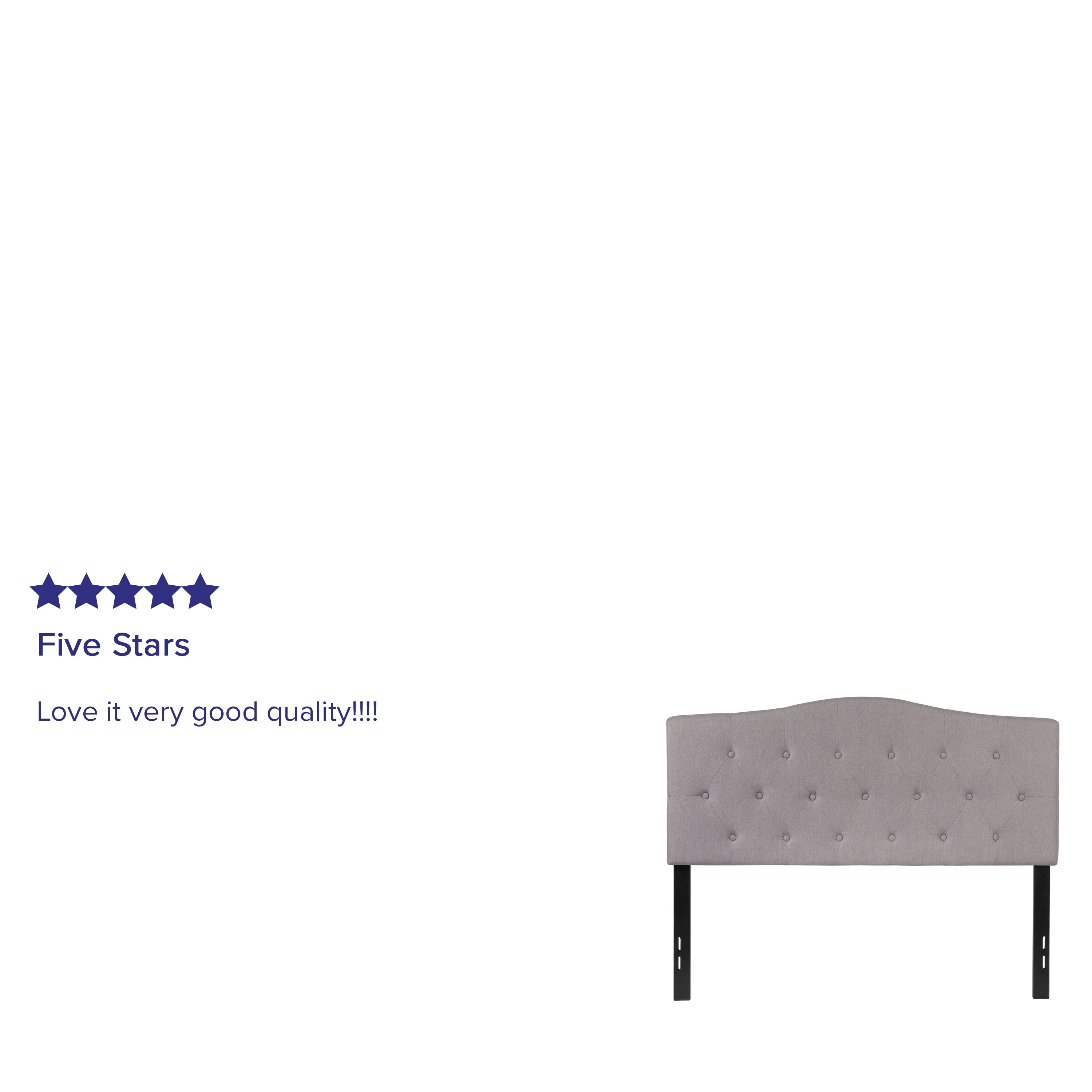 Cambridge Tufted Upholstered Full Size Headboard in Light Gray Fabric