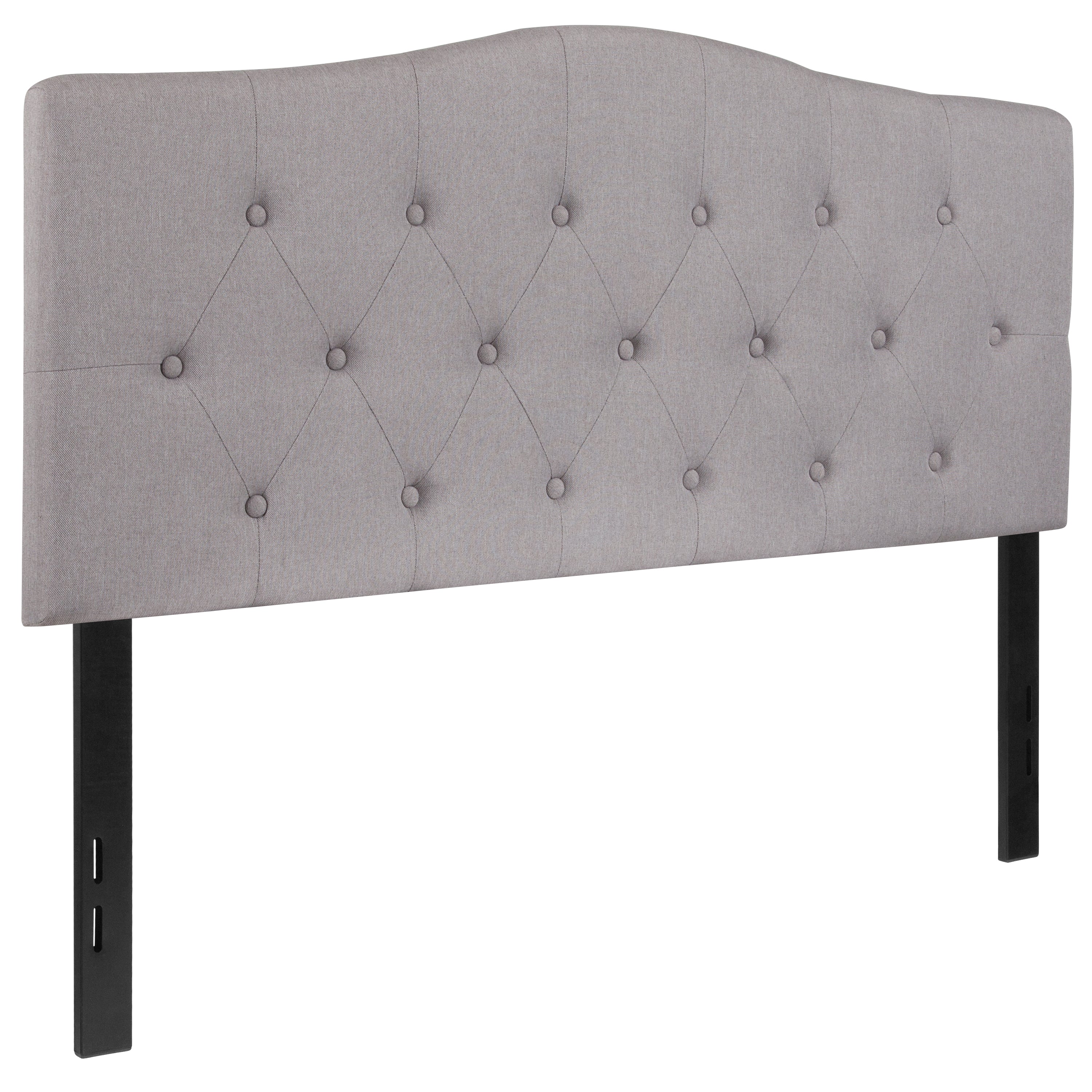 Cambridge Tufted Upholstered Full Size Headboard in Light Gray Fabric