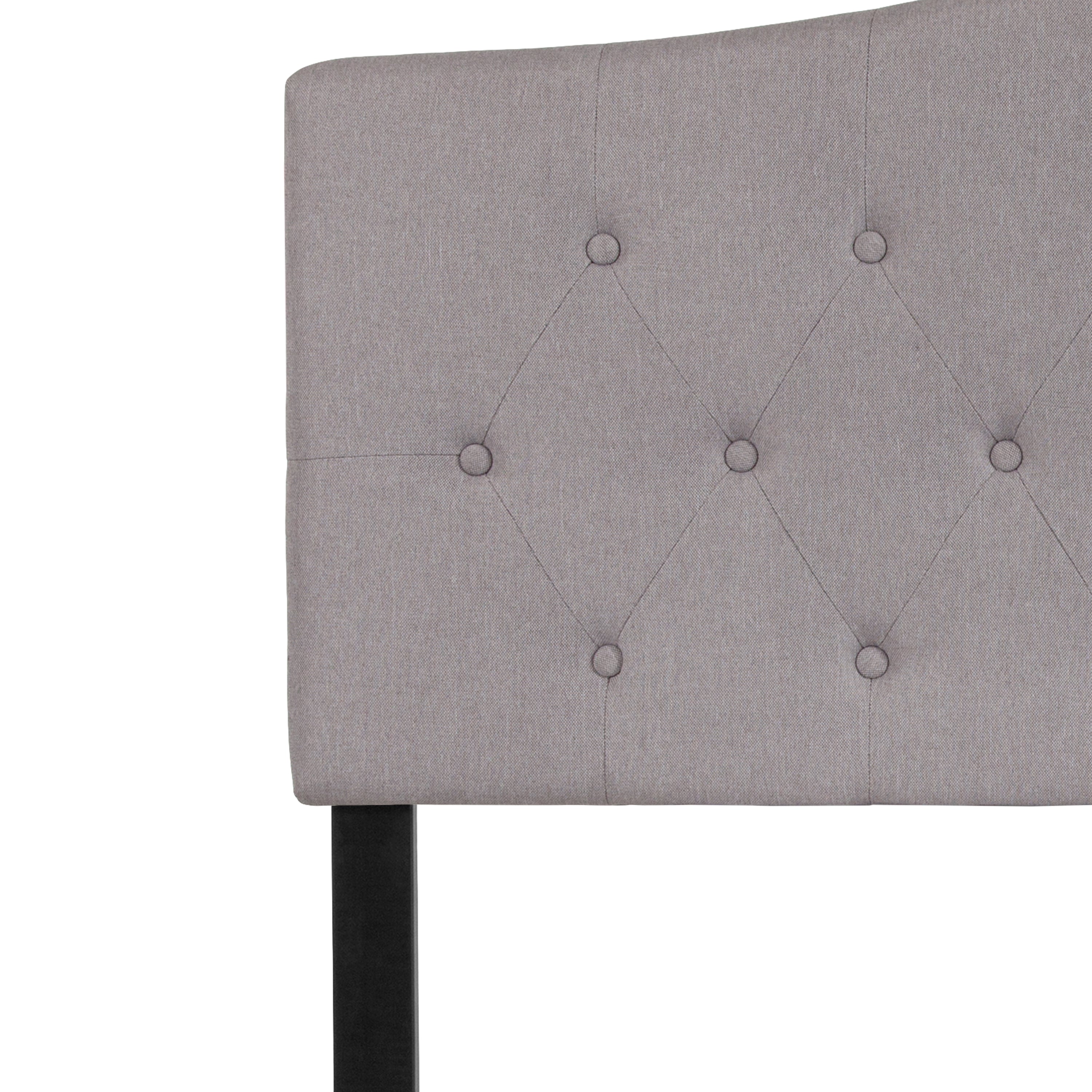 Cambridge Tufted Upholstered Full Size Headboard in Light Gray Fabric