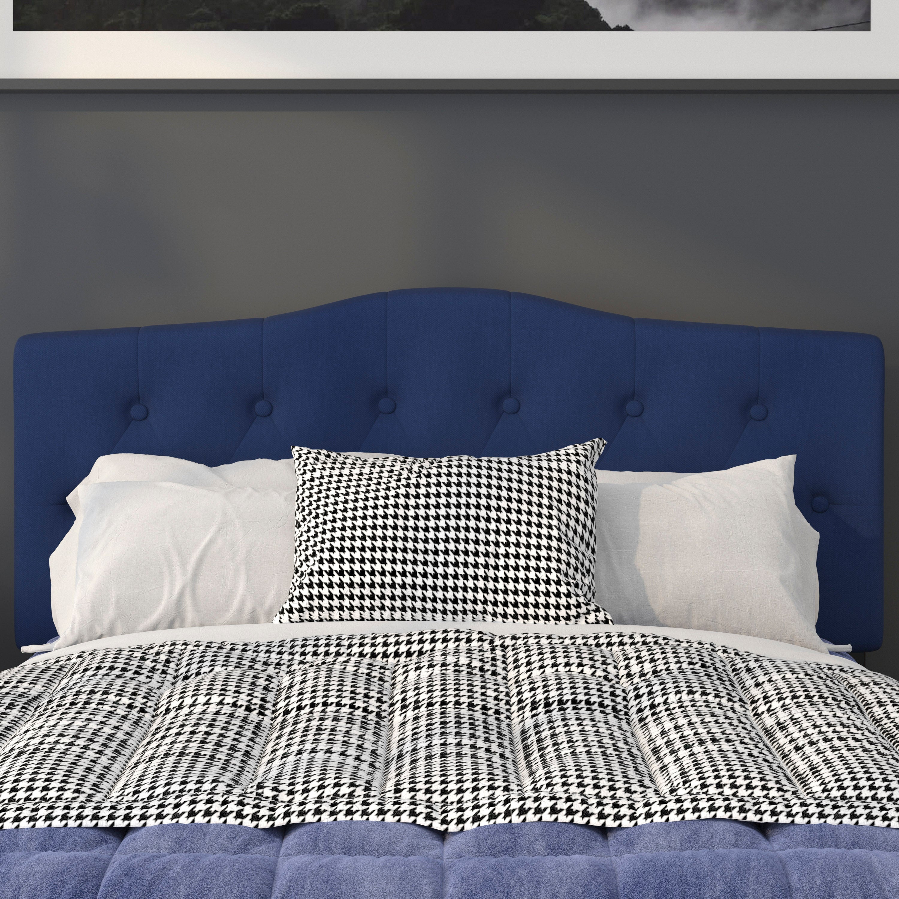 Cambridge Tufted Upholstered Full Size Headboard in Navy Fabric