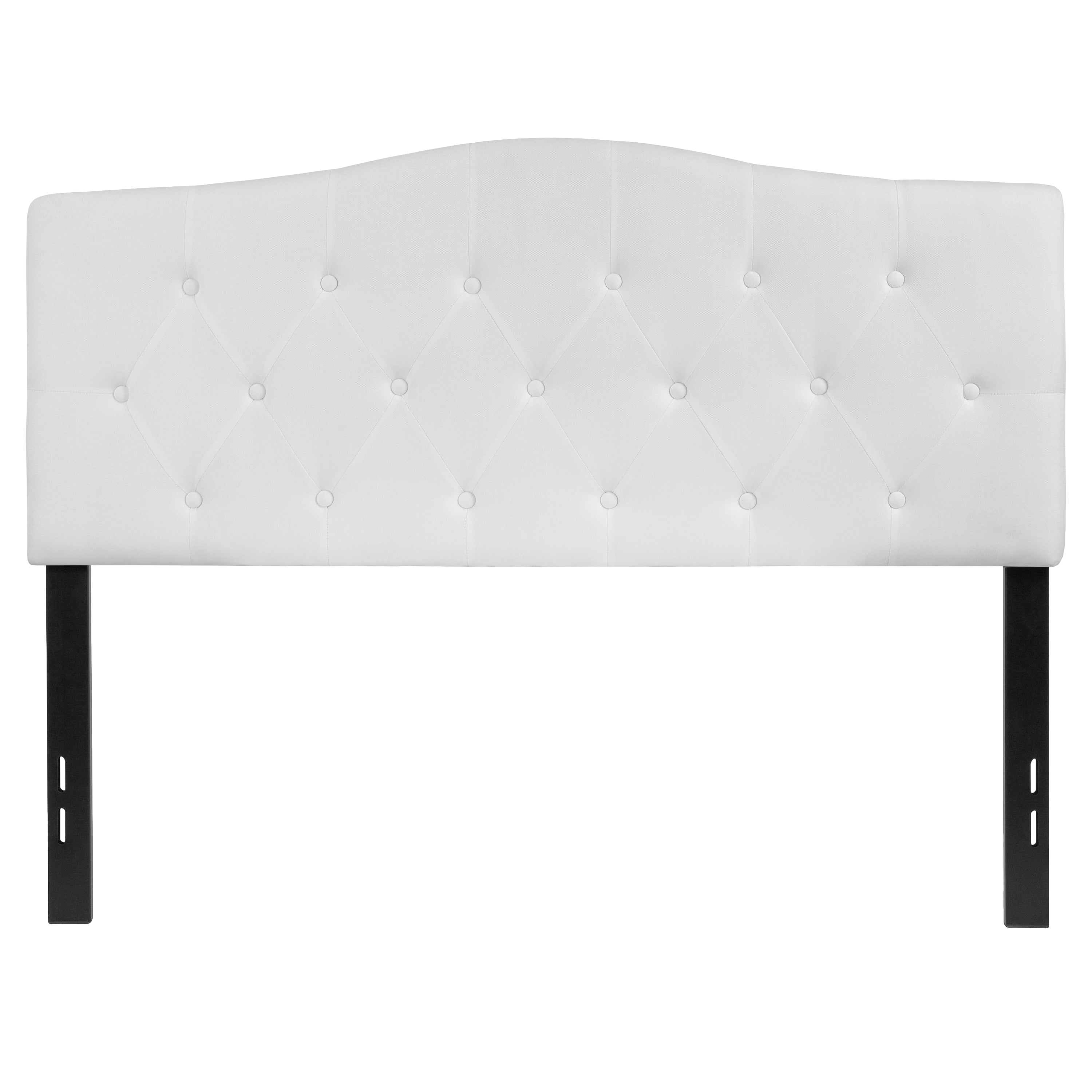 Cambridge Tufted Upholstered Full Size Headboard in White Fabric