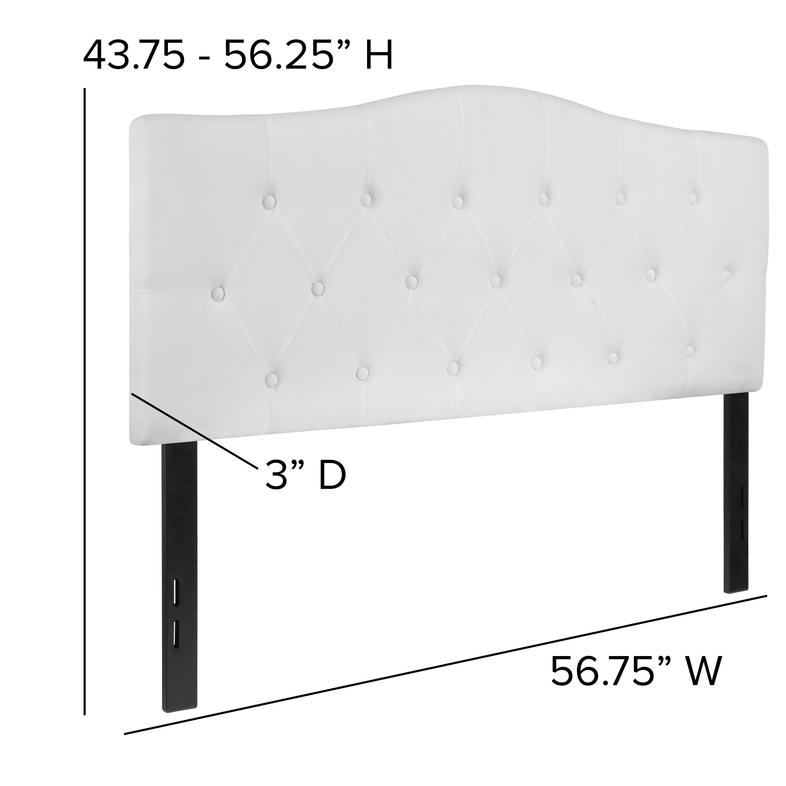 Cambridge Tufted Upholstered Full Size Headboard in White Fabric