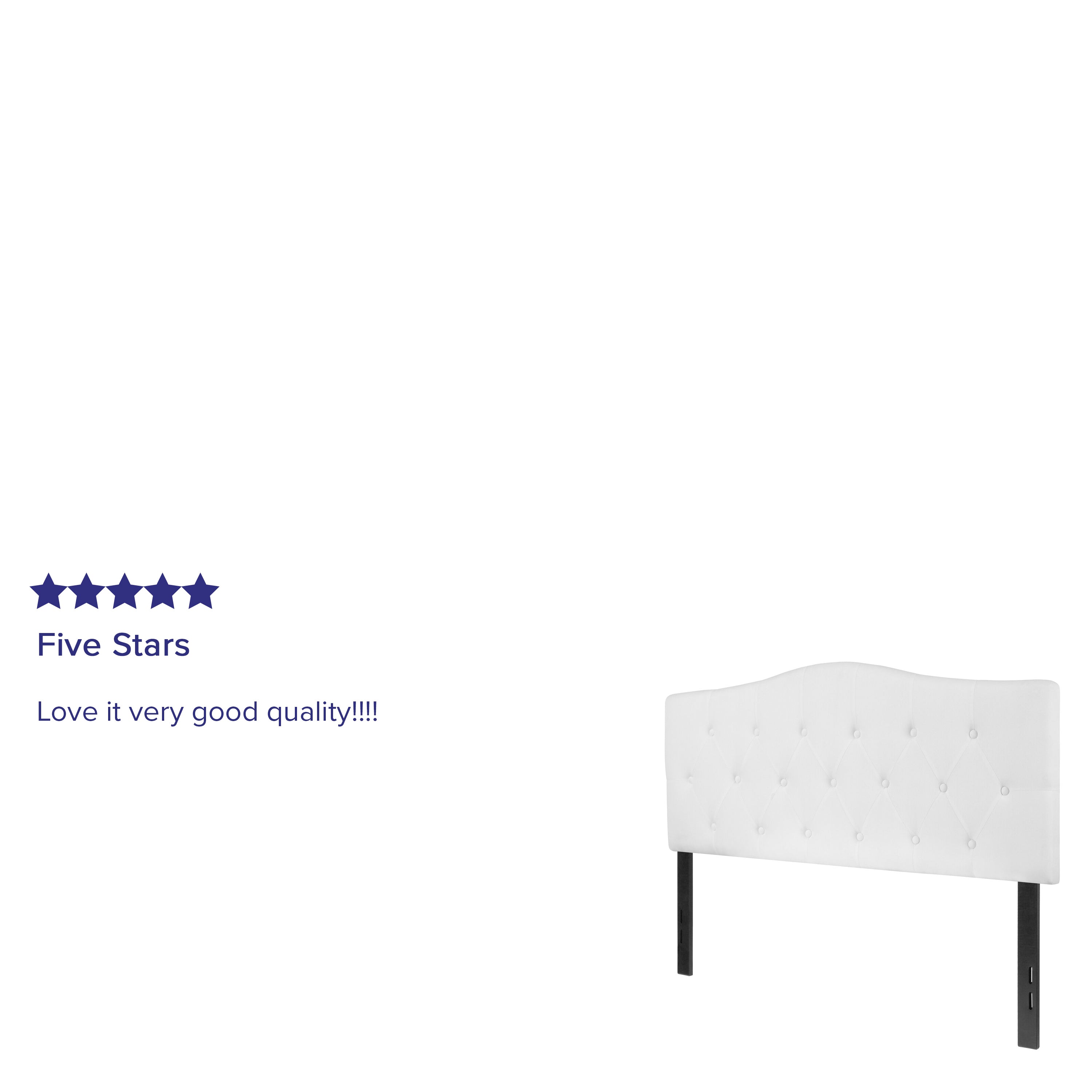 Cambridge Tufted Upholstered Full Size Headboard in White Fabric