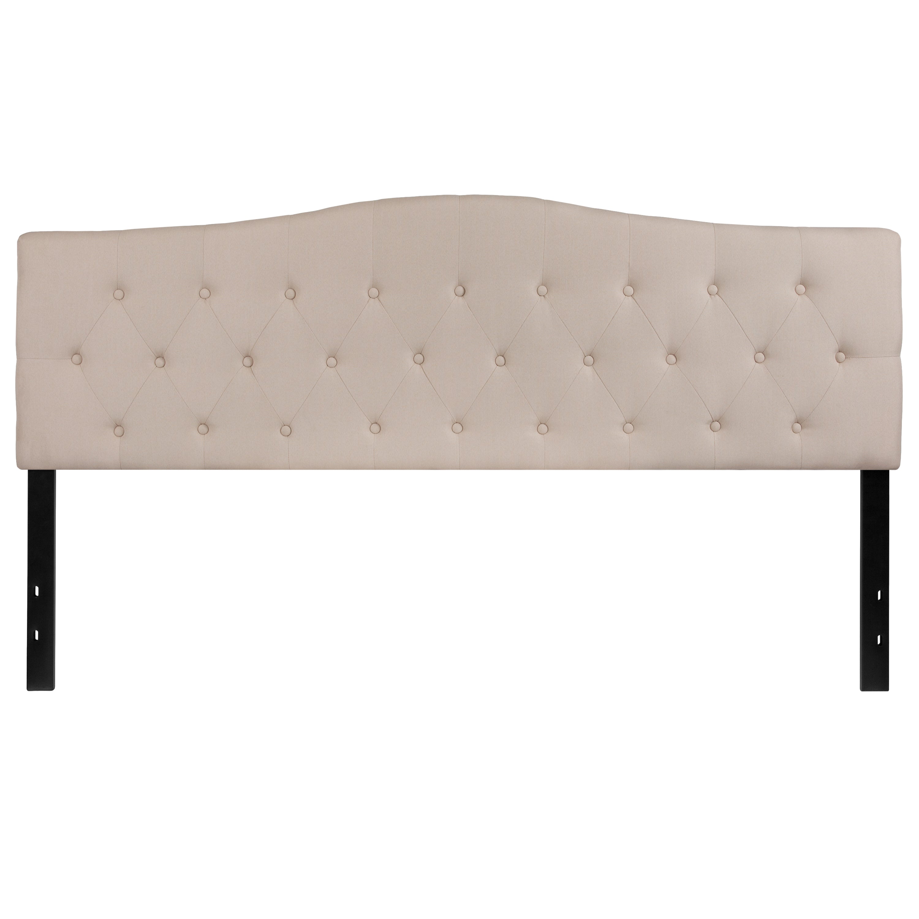 Cambridge Tufted Upholstered King Size Headboard in Beige Fabric