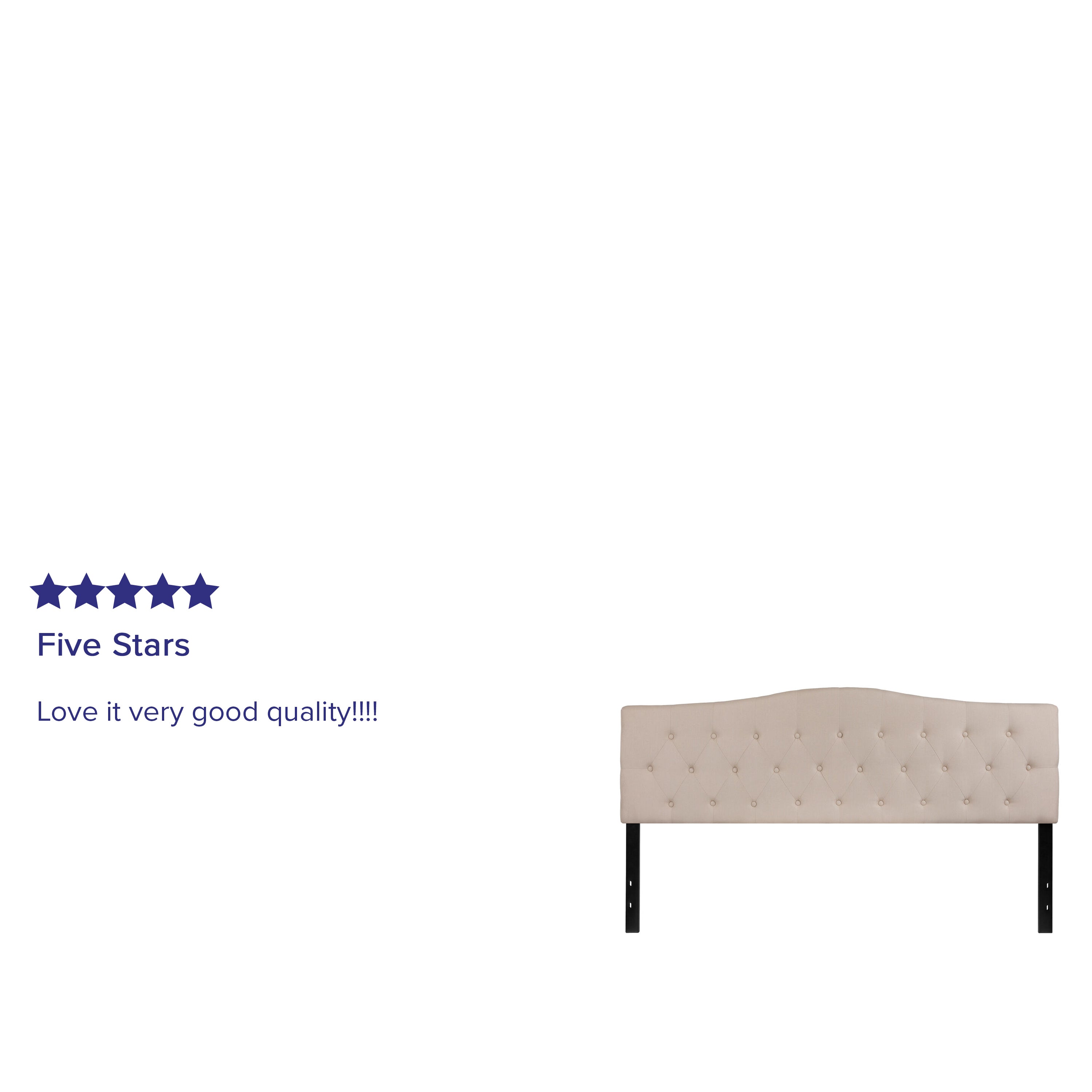 Cambridge Tufted Upholstered King Size Headboard in Beige Fabric