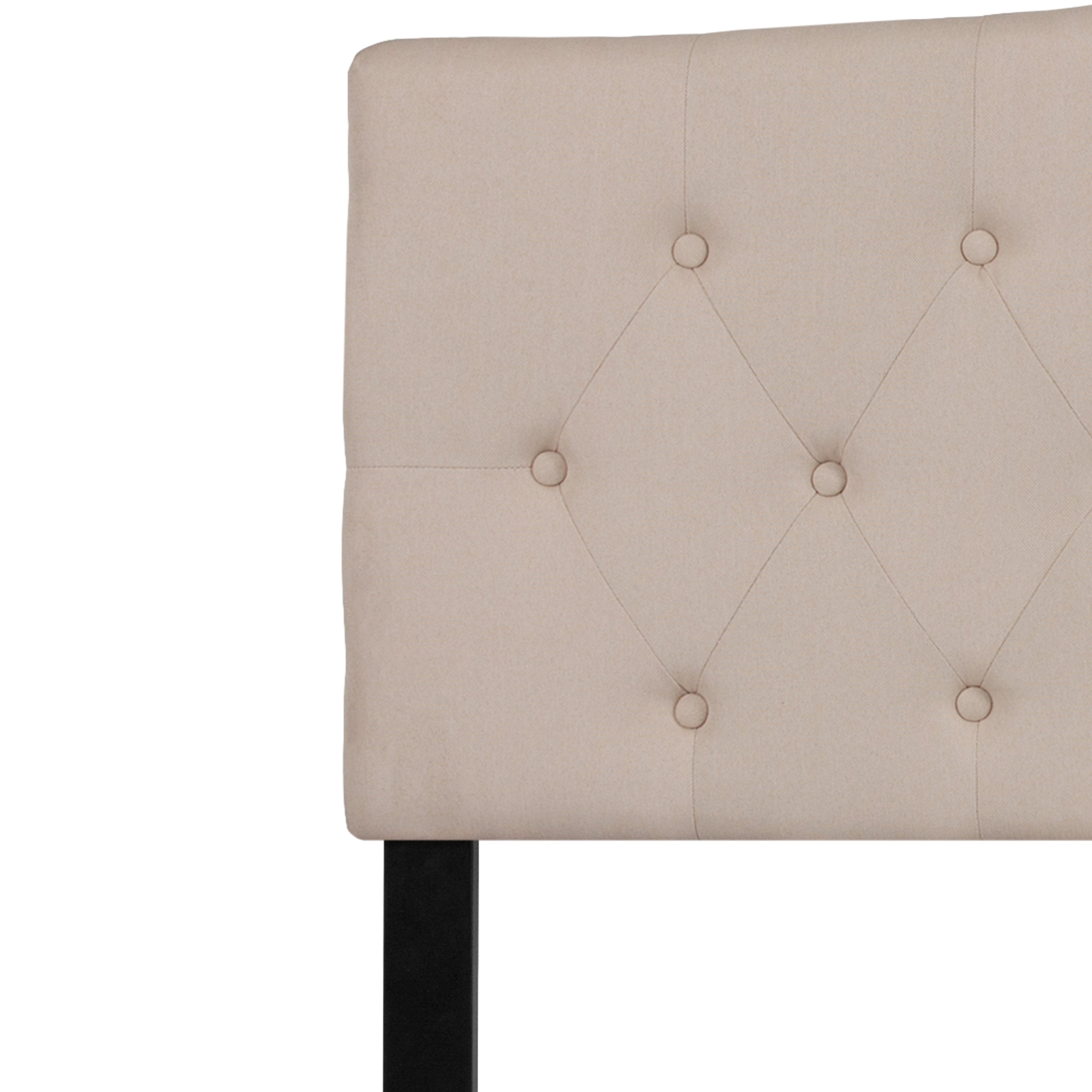 Cambridge Tufted Upholstered King Size Headboard in Beige Fabric