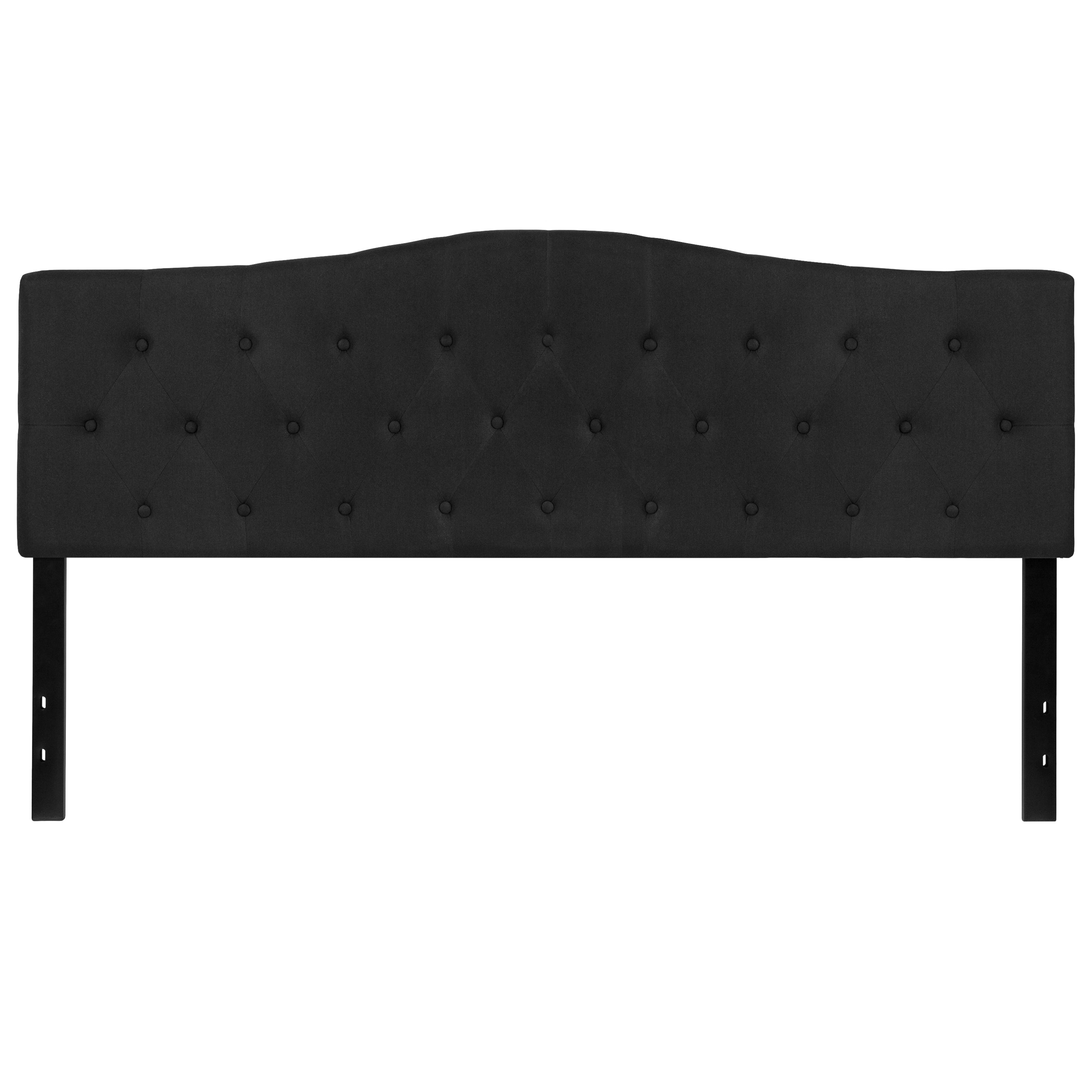 Cambridge Tufted Upholstered King Size Headboard in Black Fabric