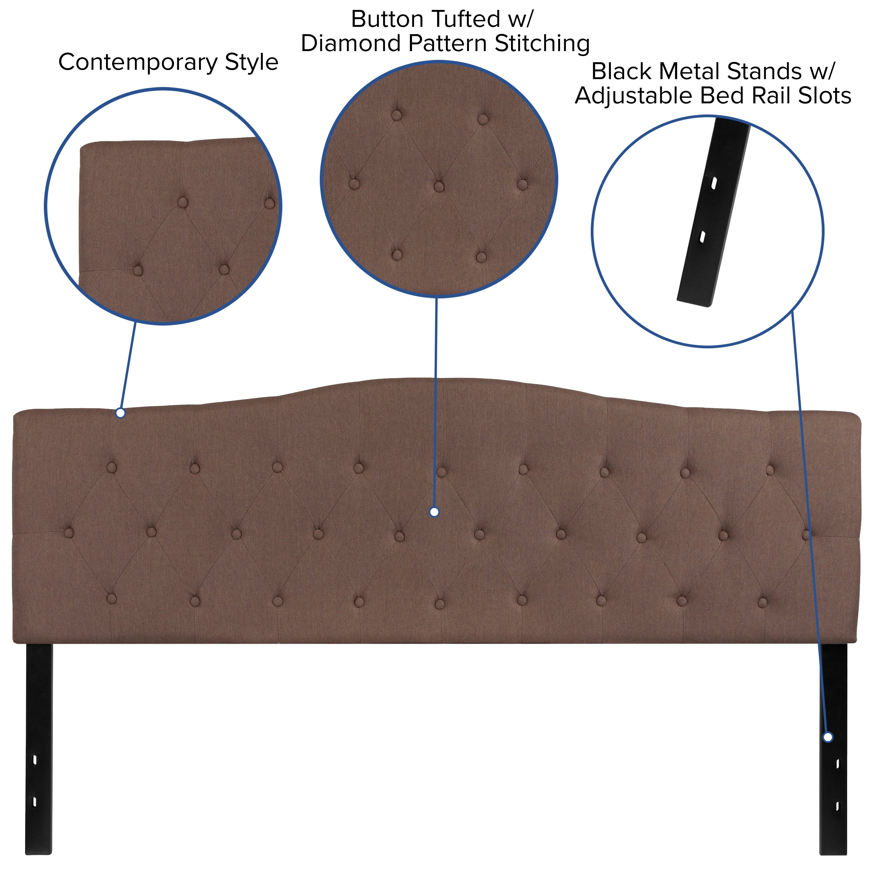 Cambridge Tufted Upholstered King Size Headboard in Camel Fabric