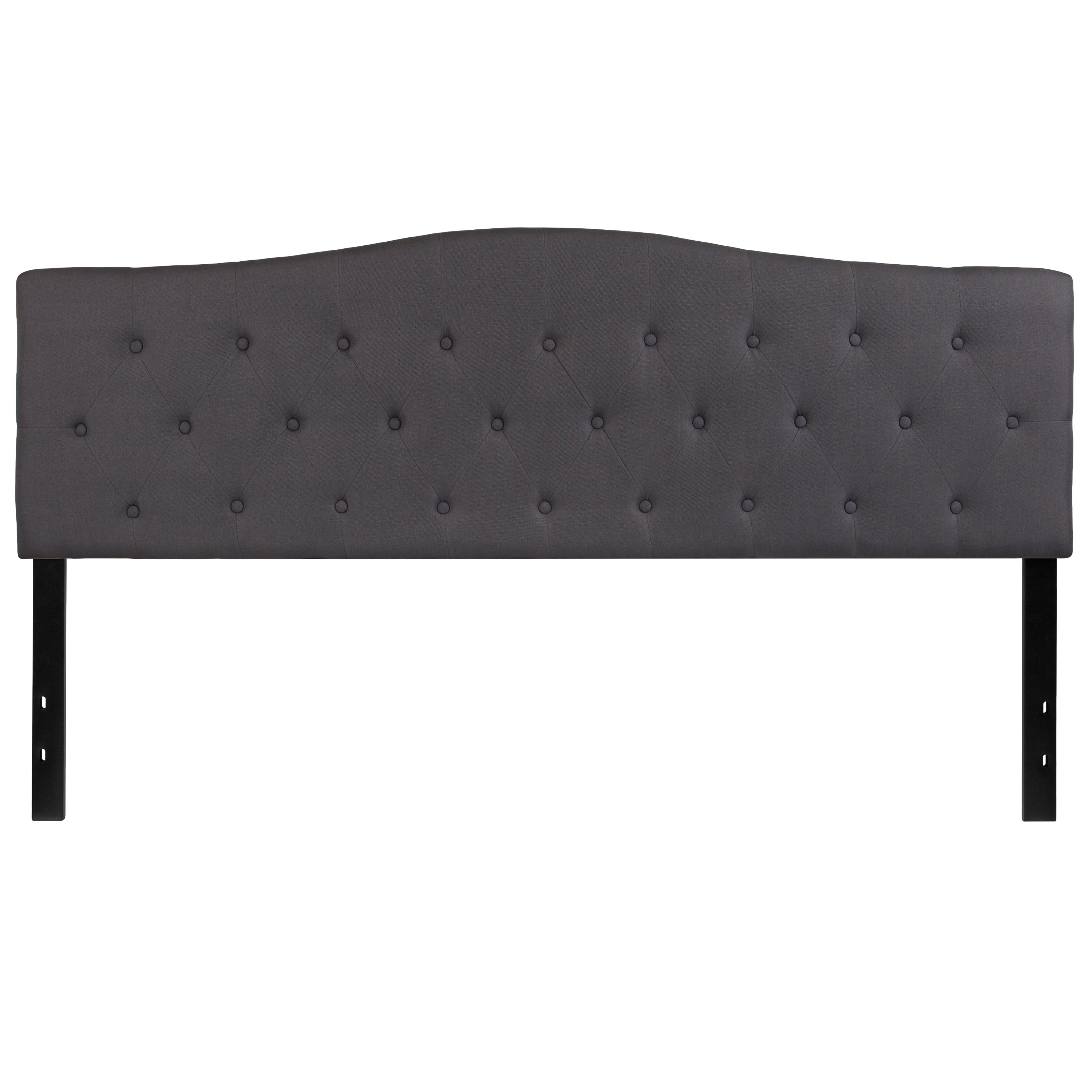 Cambridge Tufted Upholstered King Size Headboard in Dark Gray Fabric