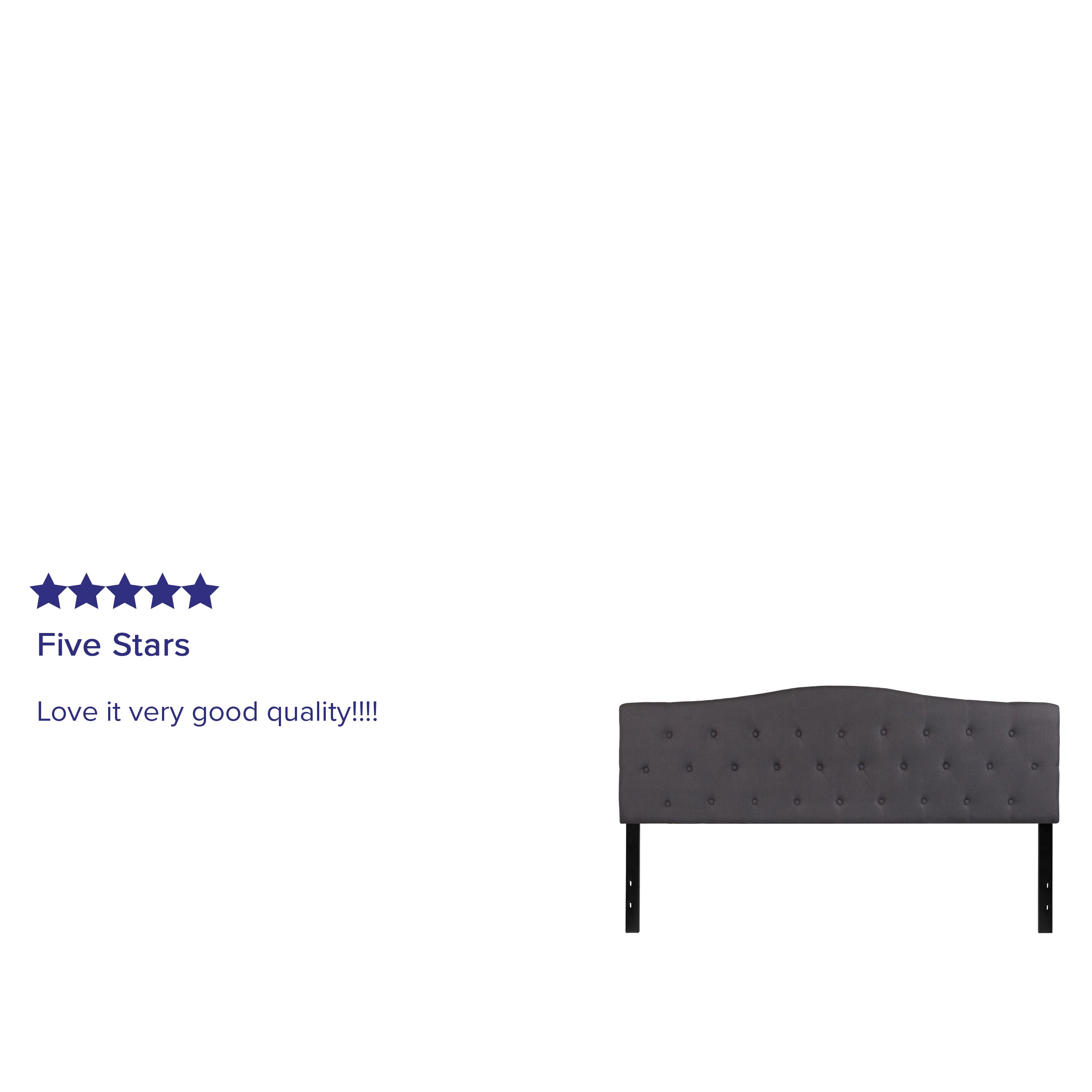 Cambridge Tufted Upholstered King Size Headboard in Dark Gray Fabric