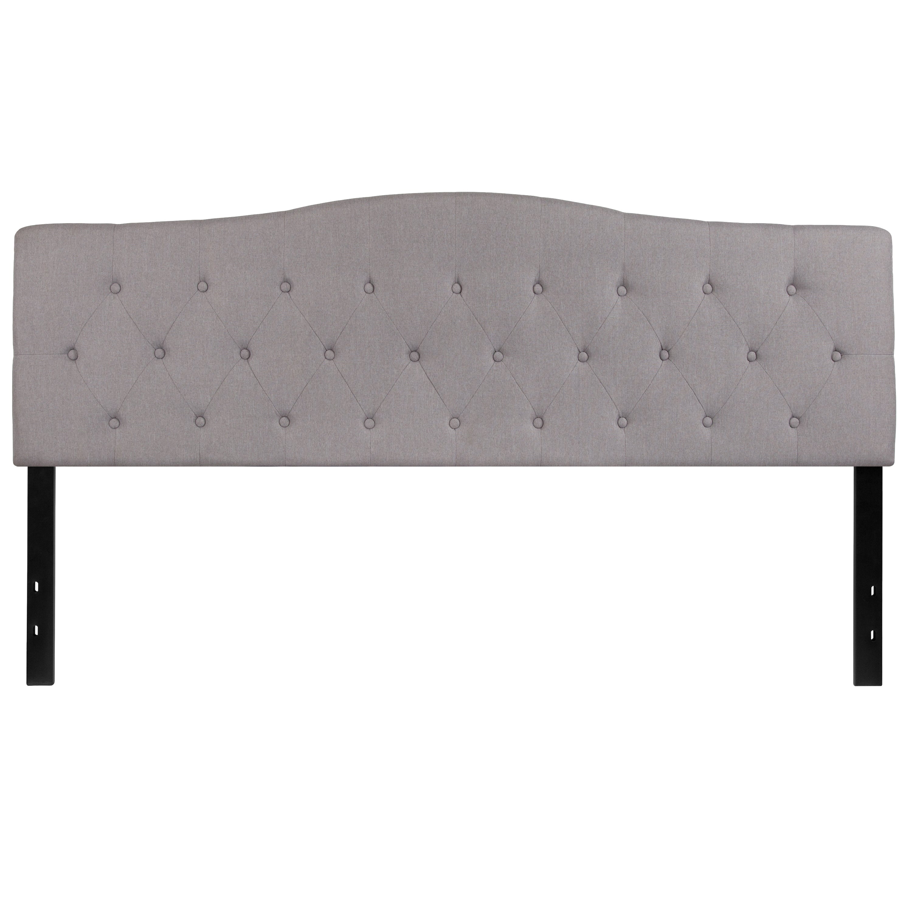 Cambridge Tufted Upholstered King Size Headboard in Light Gray Fabric