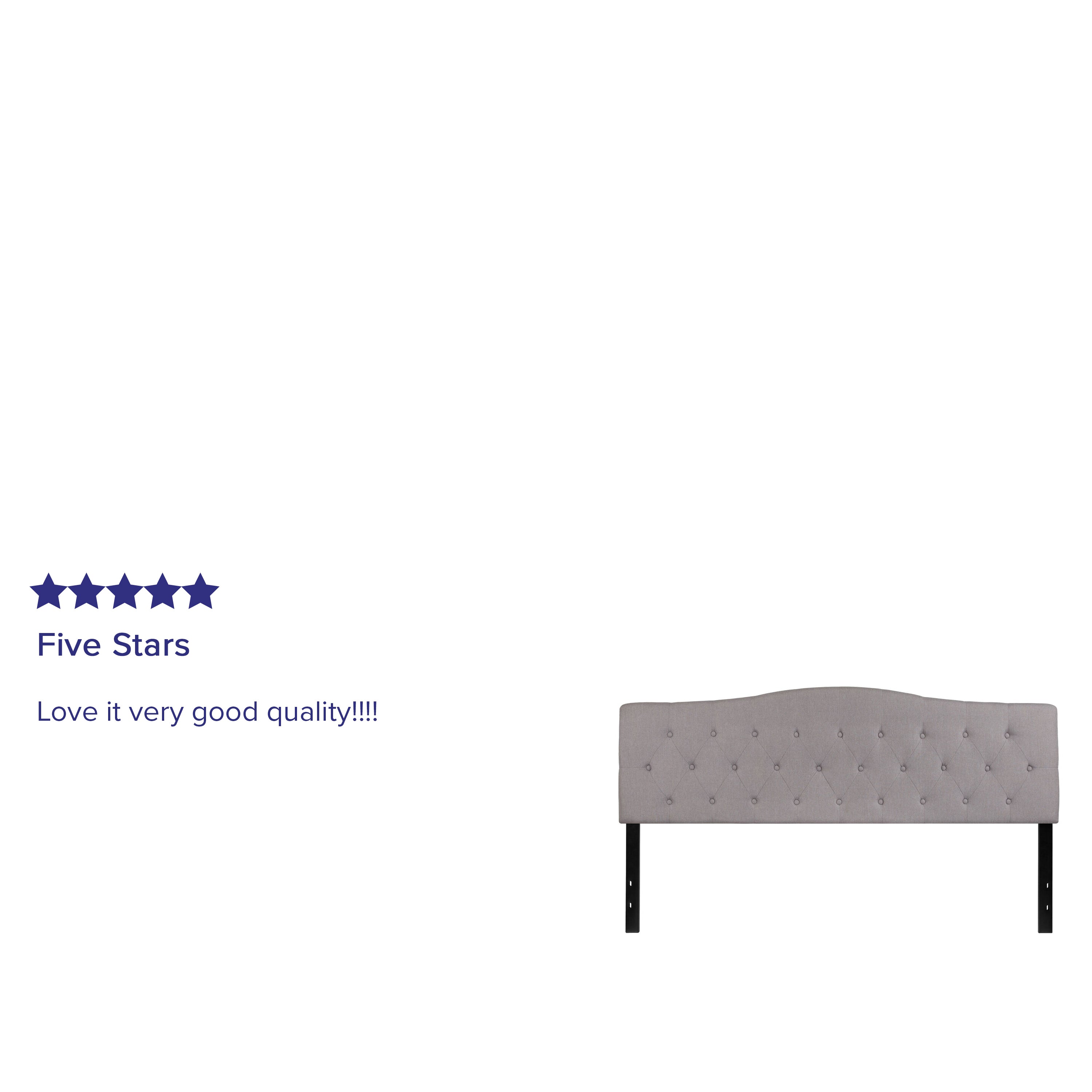 Cambridge Tufted Upholstered King Size Headboard in Light Gray Fabric