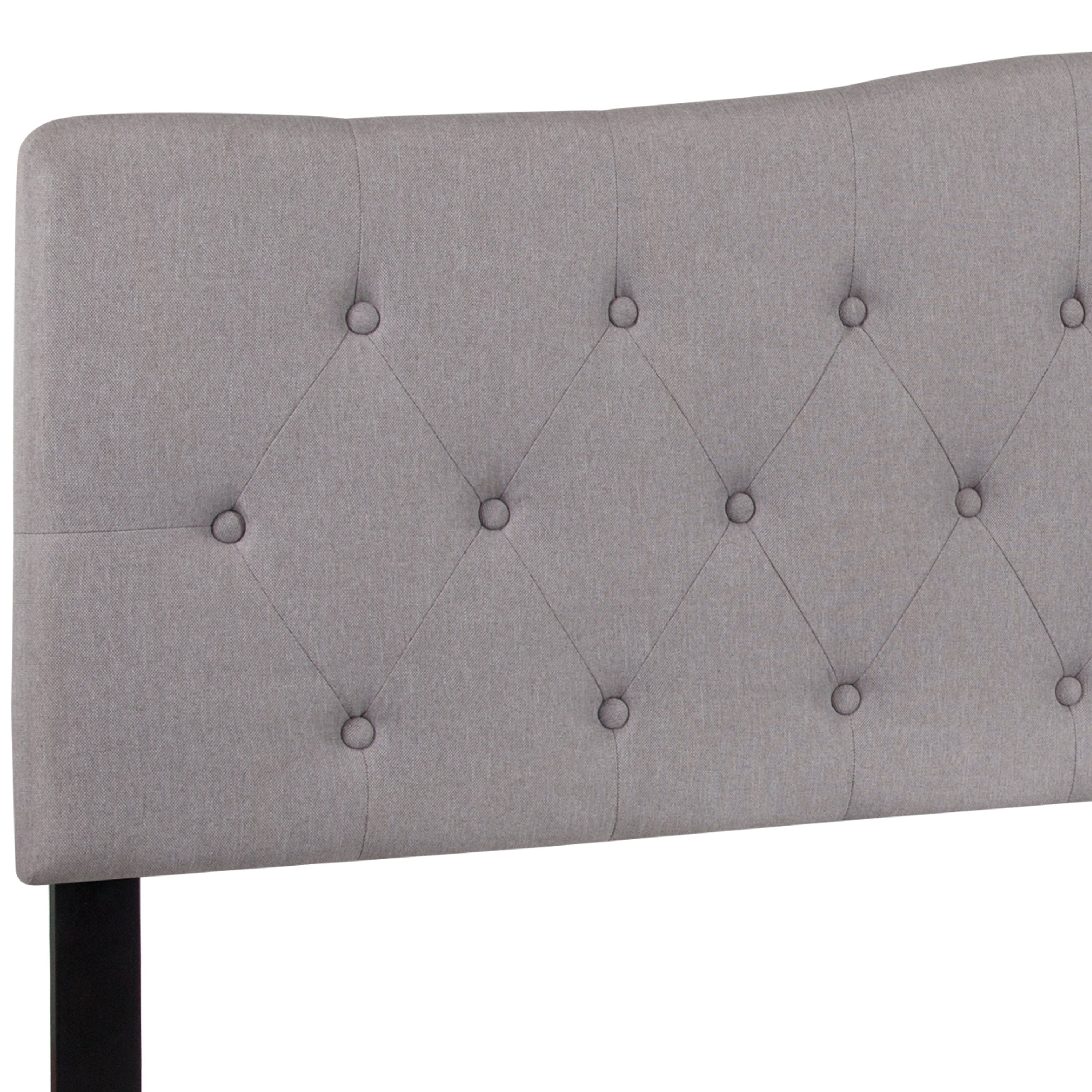 Cambridge Tufted Upholstered King Size Headboard in Light Gray Fabric
