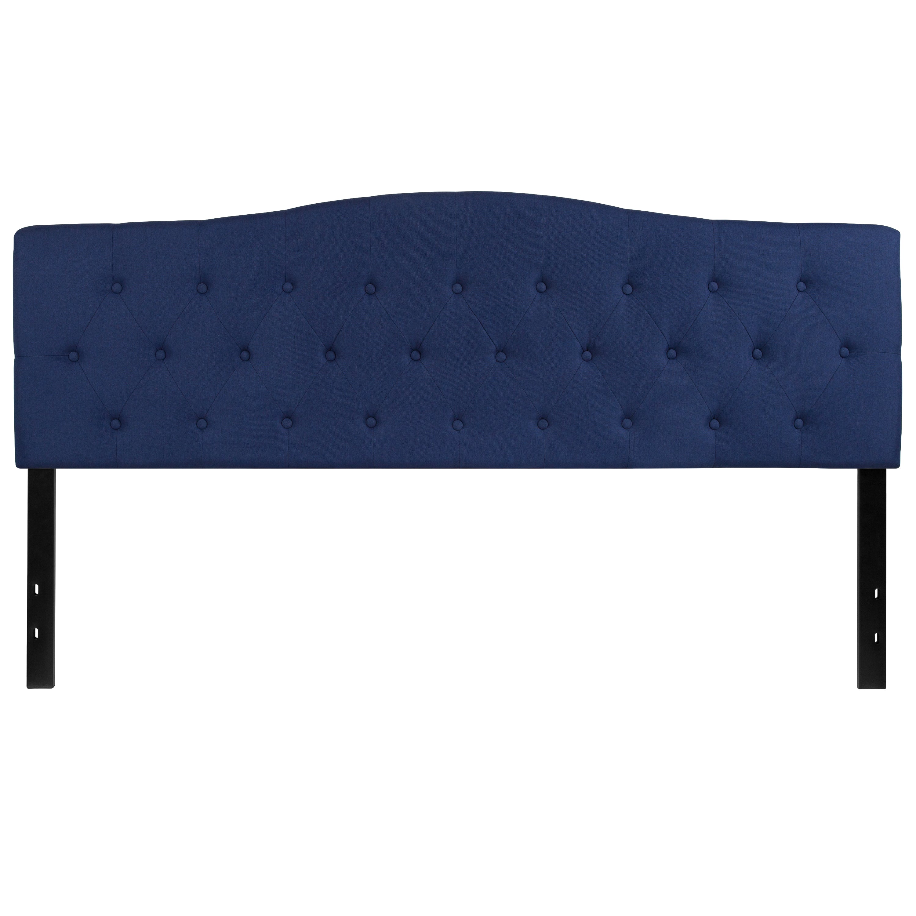 Cambridge Tufted Upholstered King Size Headboard in Navy Fabric