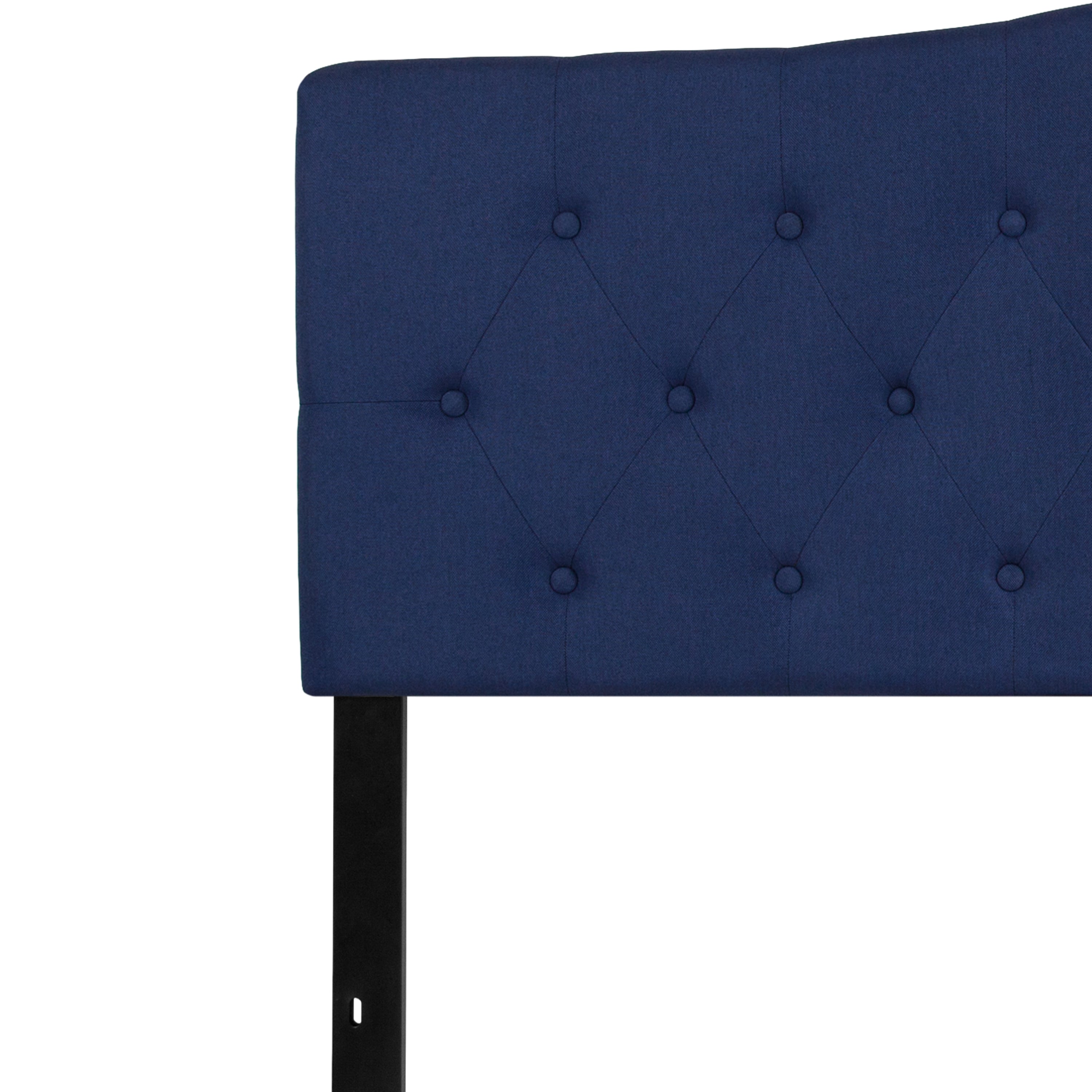 Cambridge Tufted Upholstered King Size Headboard in Navy Fabric