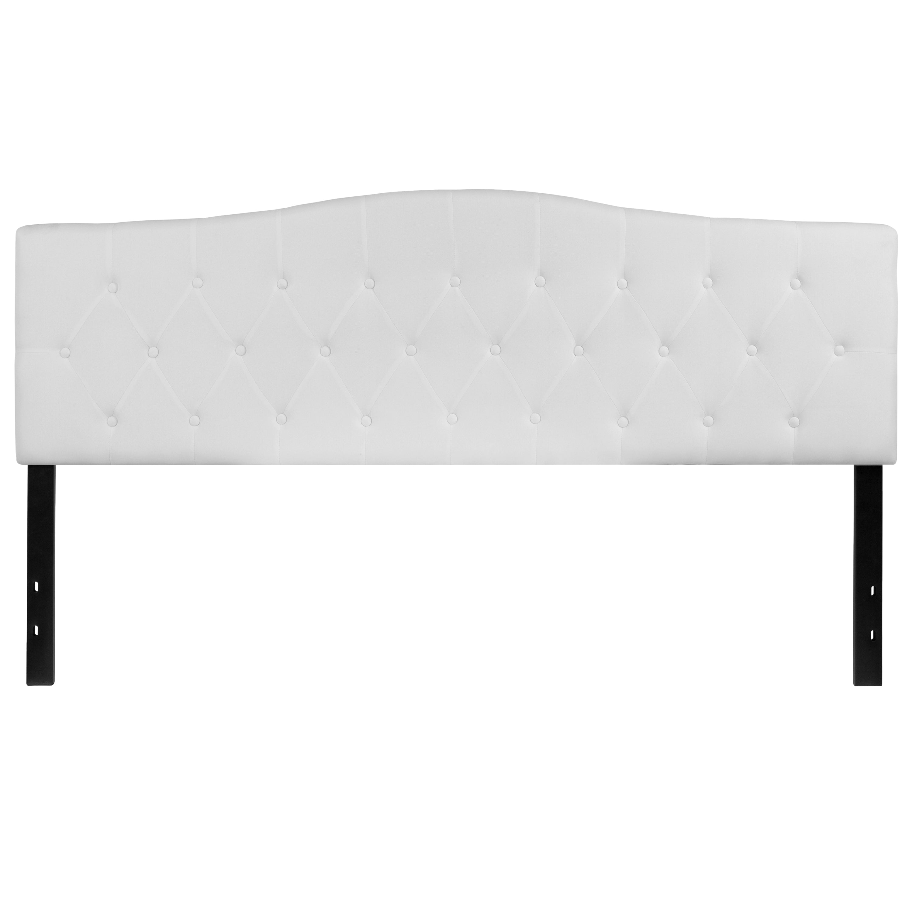 Cambridge Tufted Upholstered King Size Headboard in White Fabric