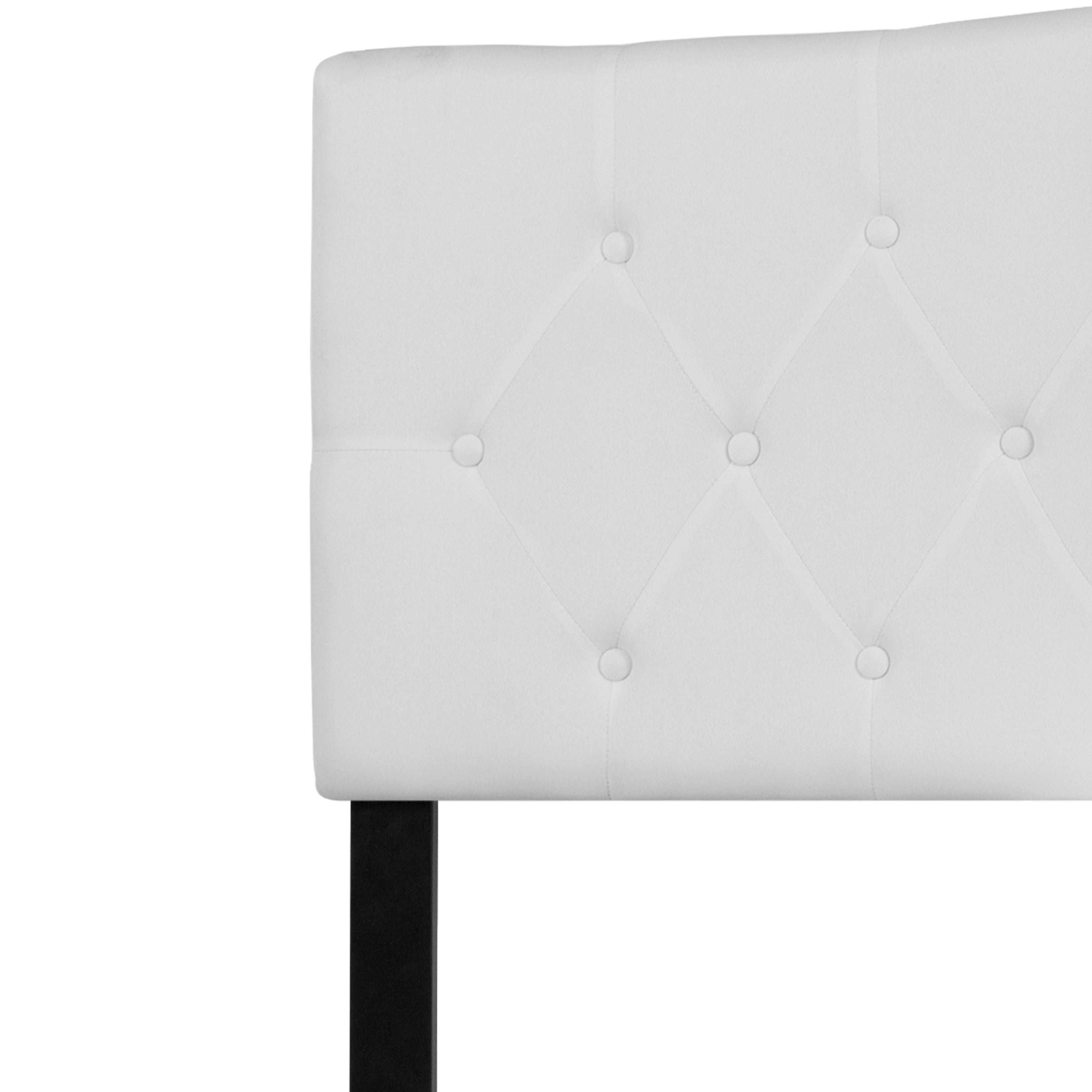 Cambridge Tufted Upholstered King Size Headboard in White Fabric
