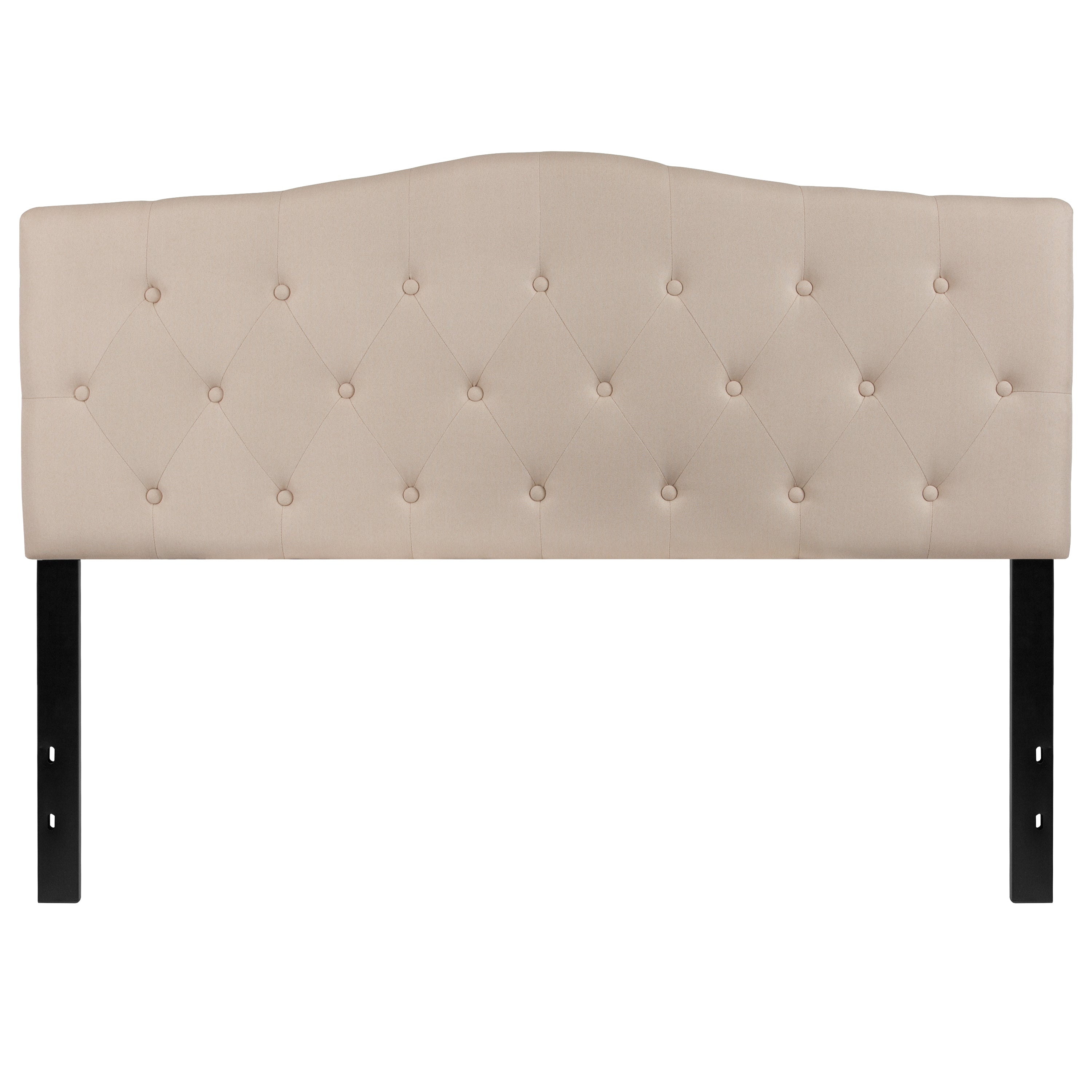 Cambridge Tufted Upholstered Queen Size Headboard in Beige Fabric