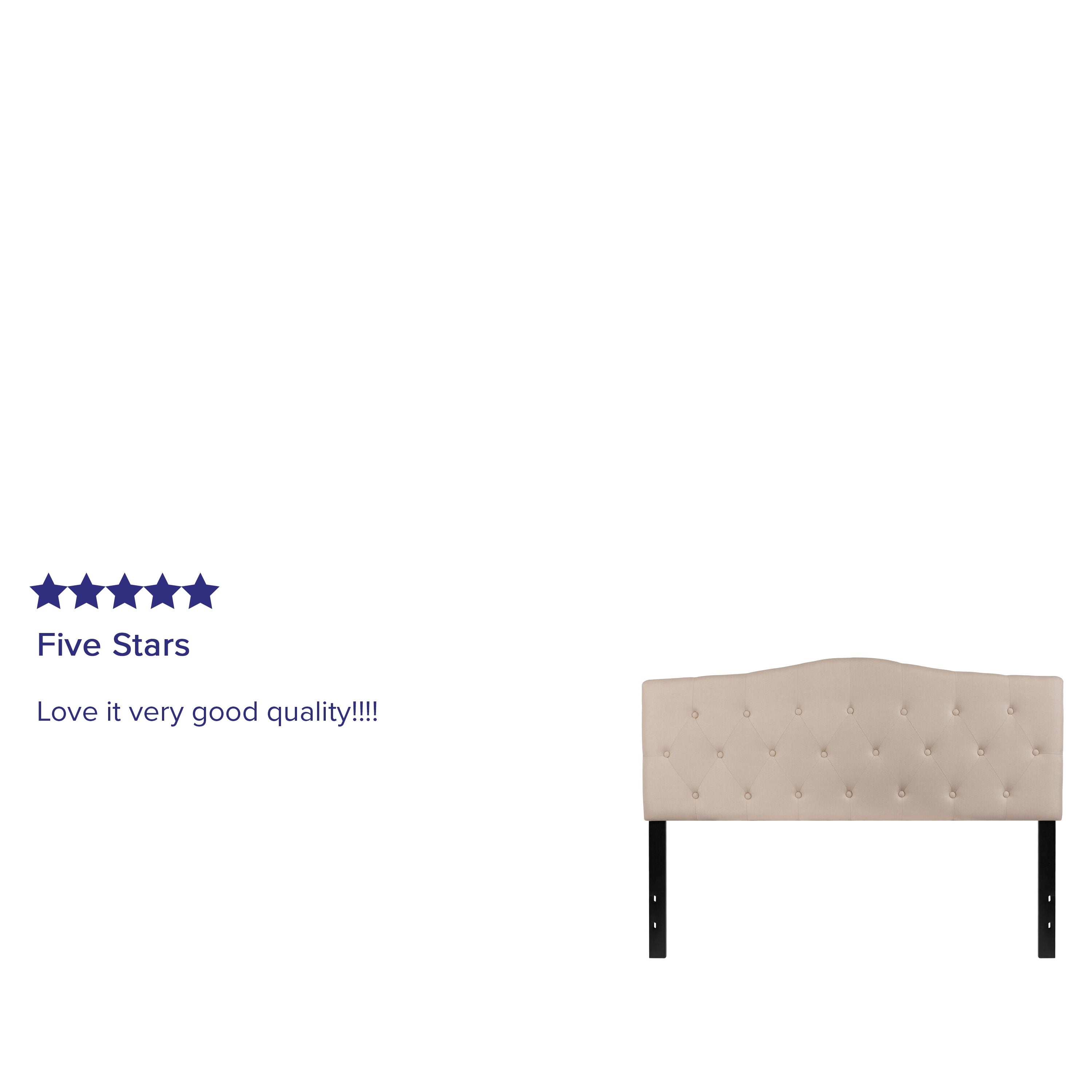 Cambridge Tufted Upholstered Queen Size Headboard in Beige Fabric