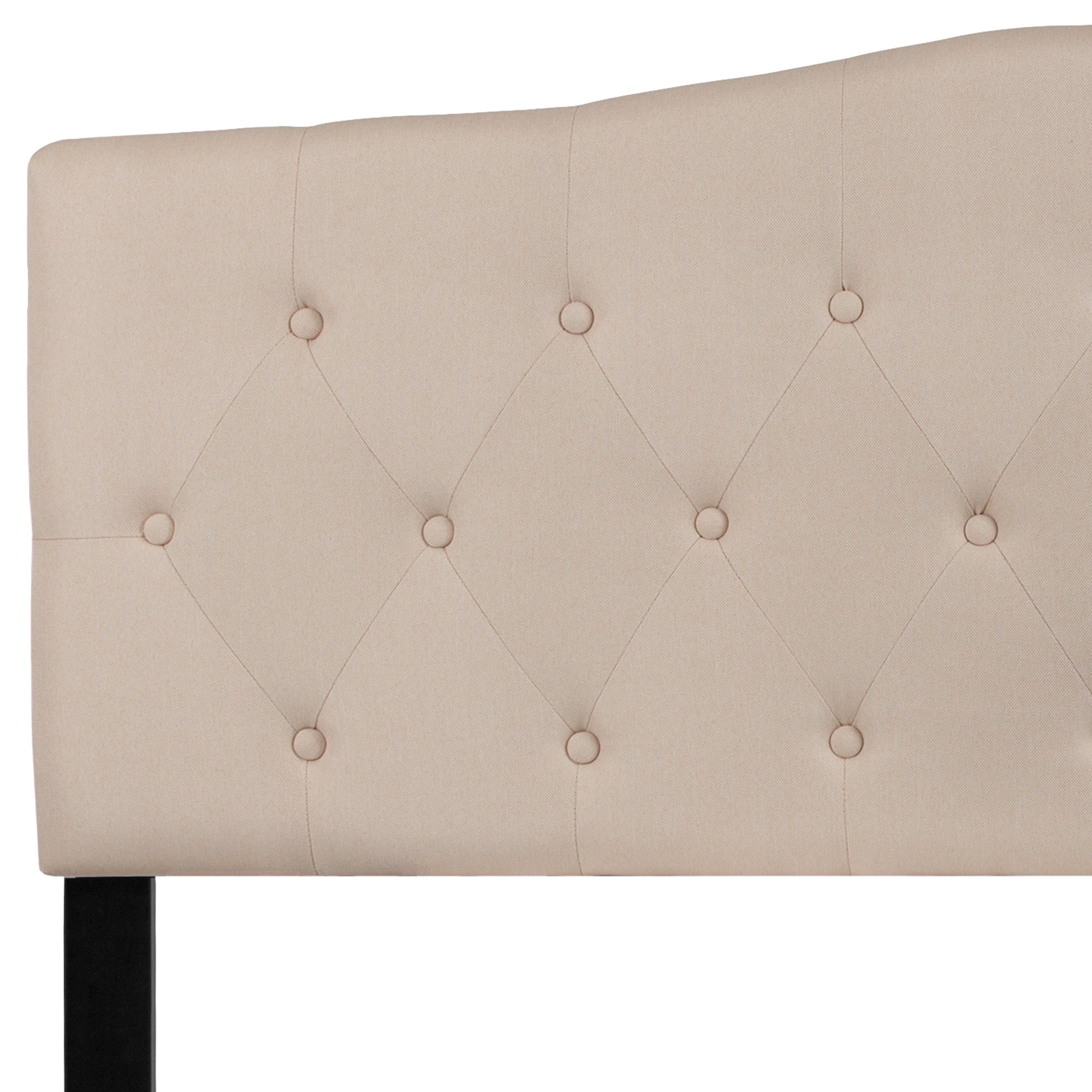 Cambridge Tufted Upholstered Queen Size Headboard in Beige Fabric