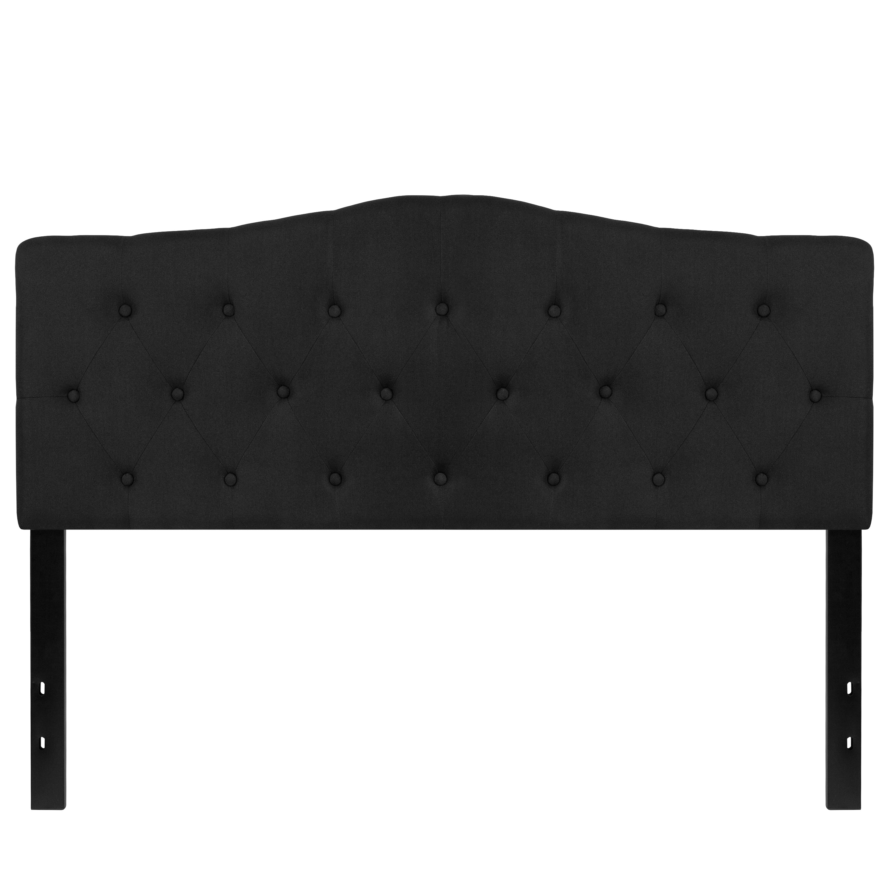 Cambridge Tufted Upholstered Queen Size Headboard in Black Fabric