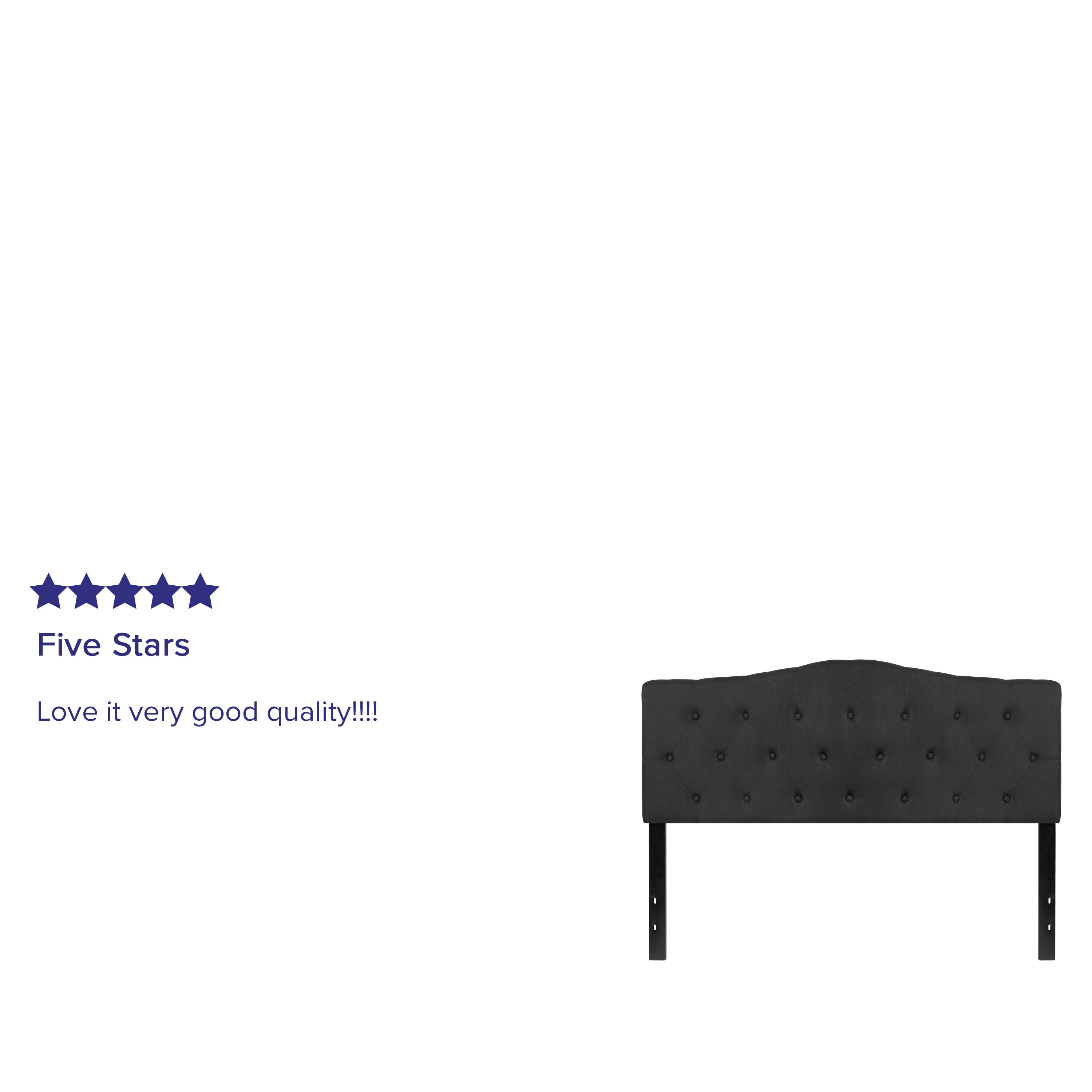 Cambridge Tufted Upholstered Queen Size Headboard in Black Fabric