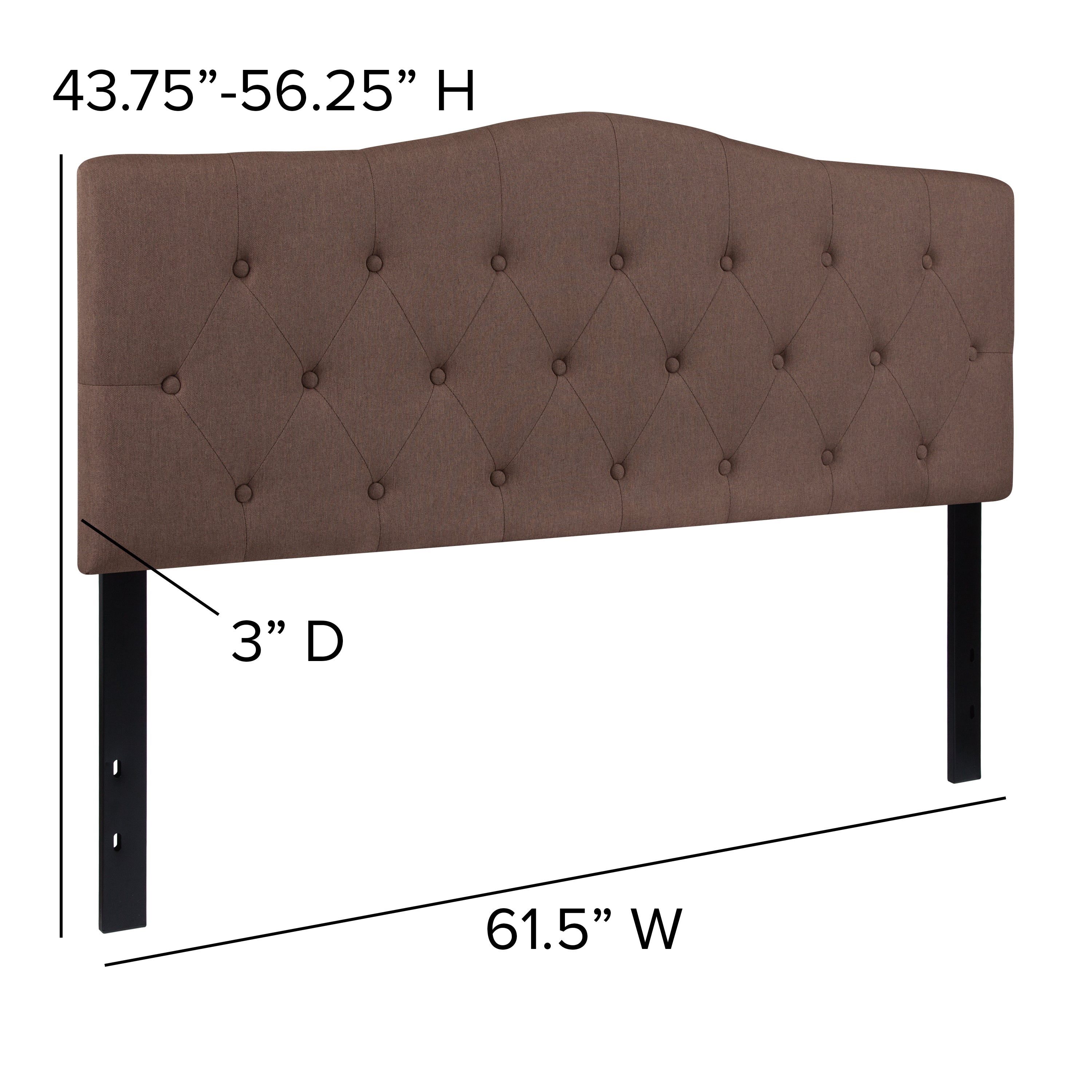 Cambridge Tufted Upholstered Queen Size Headboard in Camel Fabric