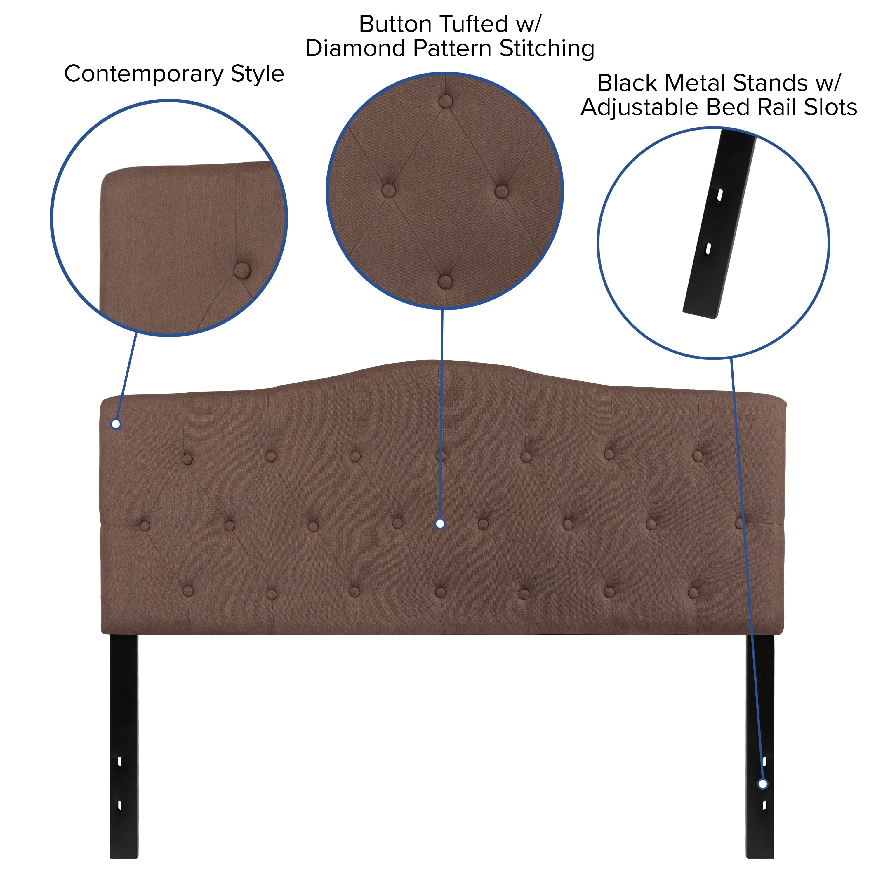 Cambridge Tufted Upholstered Queen Size Headboard in Camel Fabric