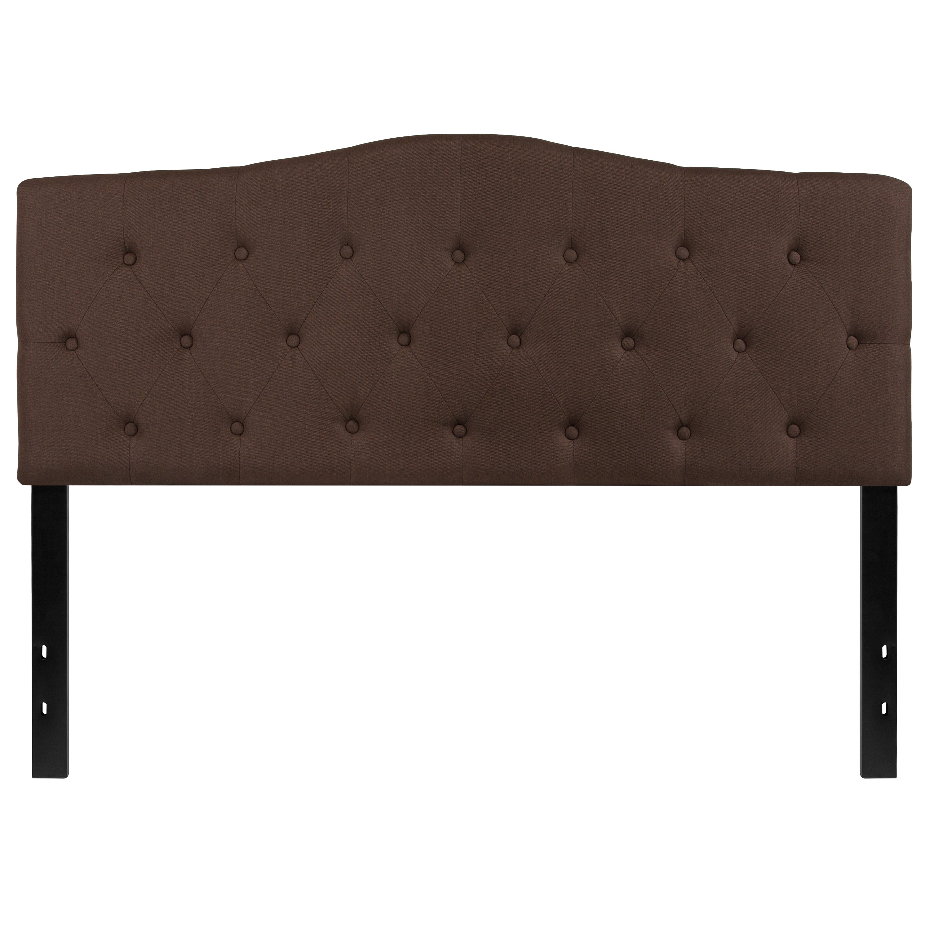 Cambridge Tufted Upholstered Queen Size Headboard in Dark Brown Fabric