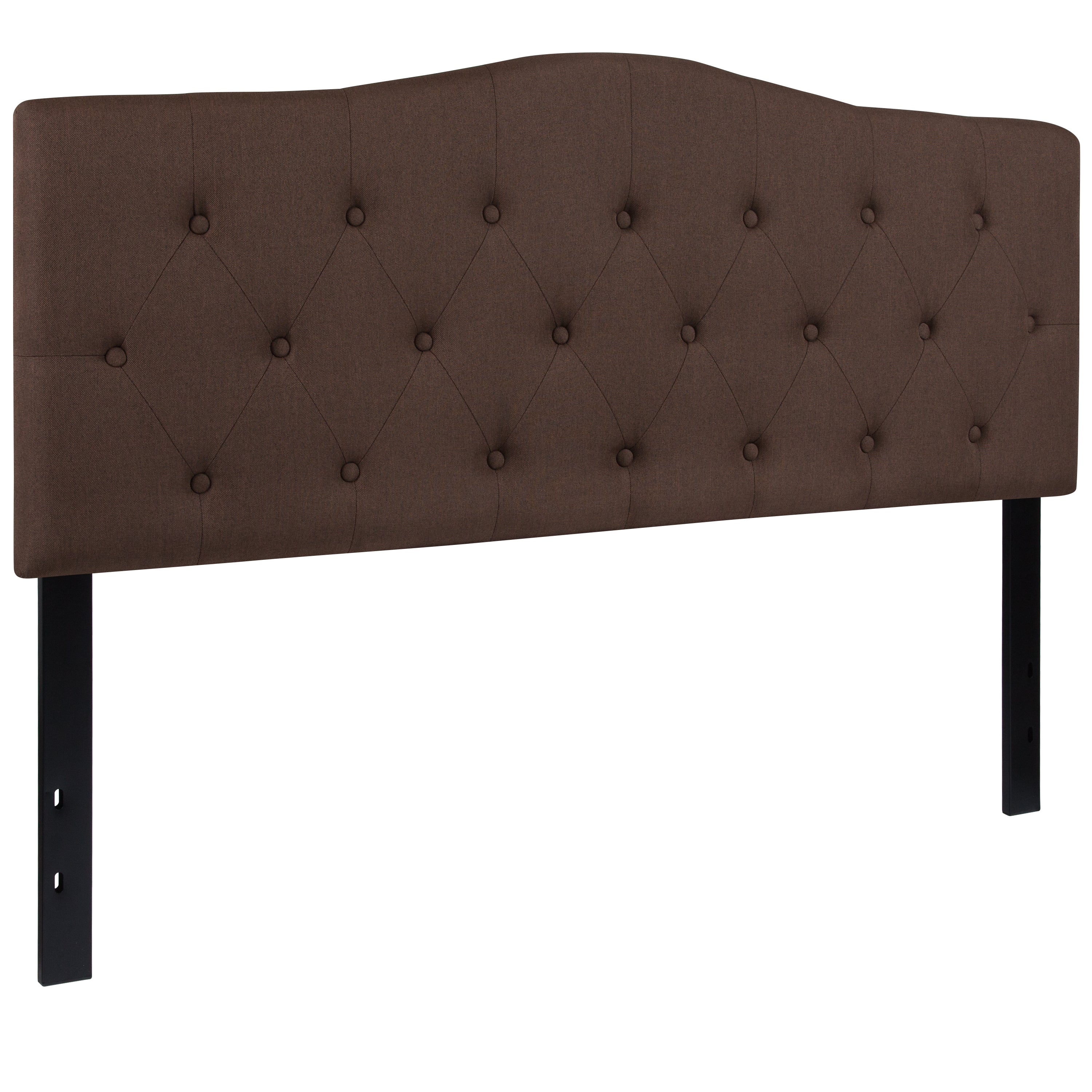 Cambridge Tufted Upholstered Queen Size Headboard in Dark Brown Fabric