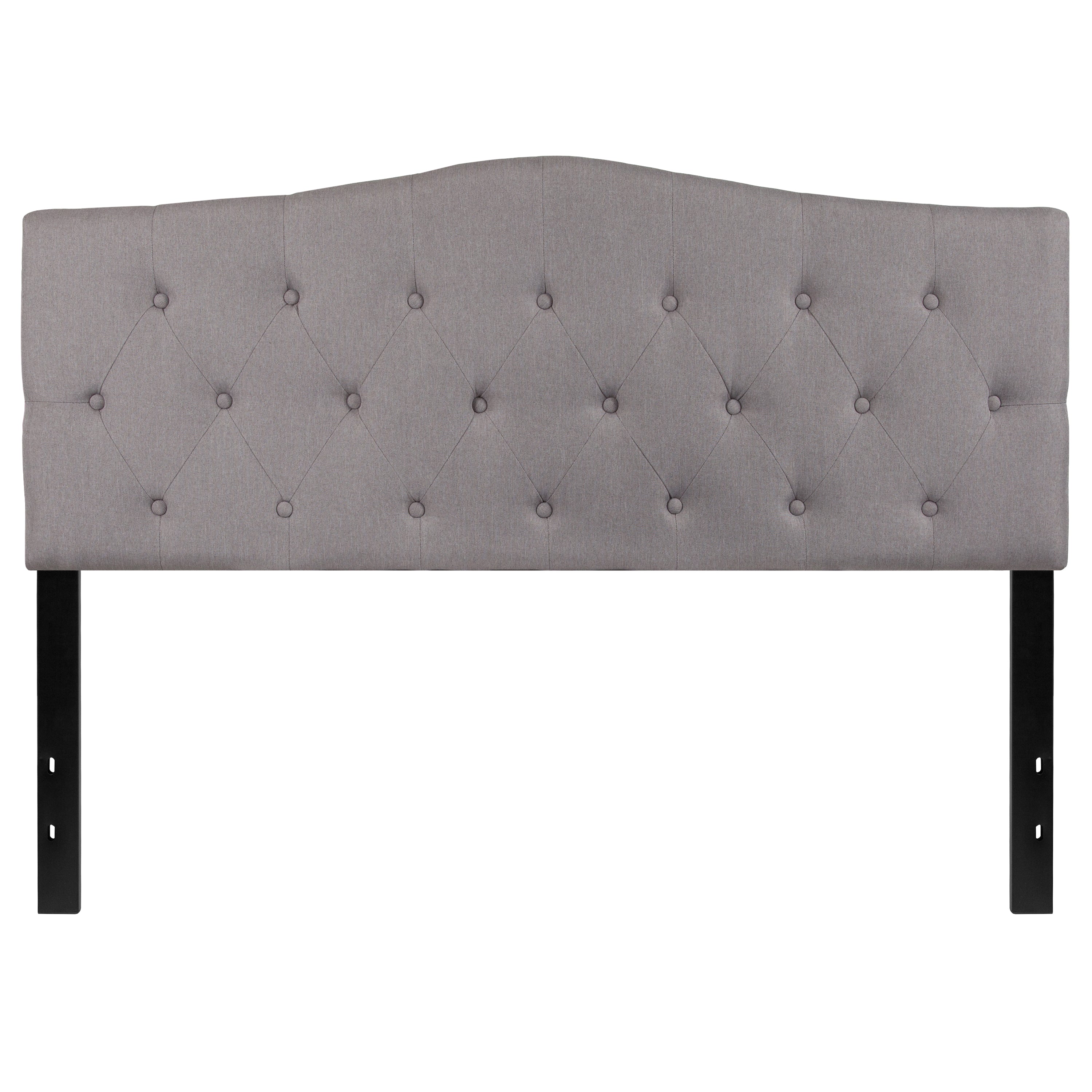 Cambridge Tufted Upholstered Queen Size Headboard in Light Gray Fabric